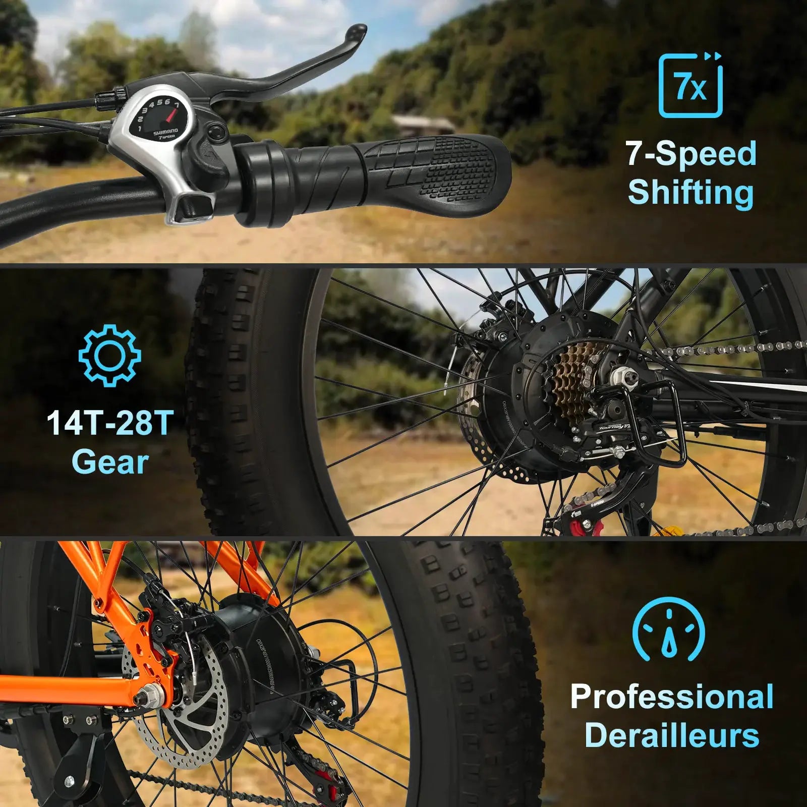 Peak 1500W Electric Bicycle 48V 15Ah Battery 32mph E-Bike 26 Inch Off-Road Tires Mountain Ebike Snowmobile Bike by Beastly Survival Outlet