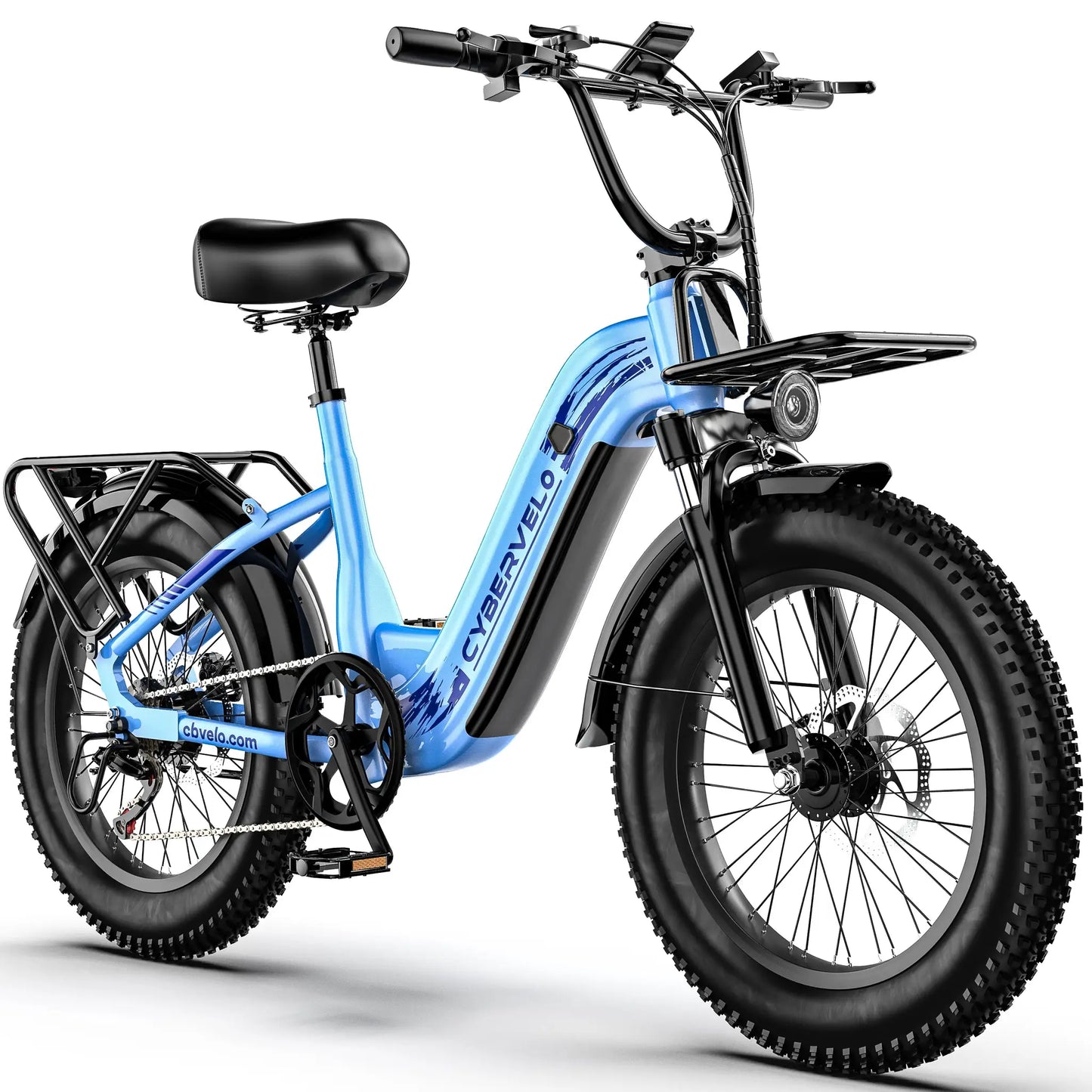 Cybervelo 1000W Peak Step-Thru Electric Bike for Adults 20" Fat Tire 7-Speed Commuter E-Bike Up to 80 Miles Long Range 48V 20Ah Removable Battery EK12 EK8 by Beastly Survival Outlet