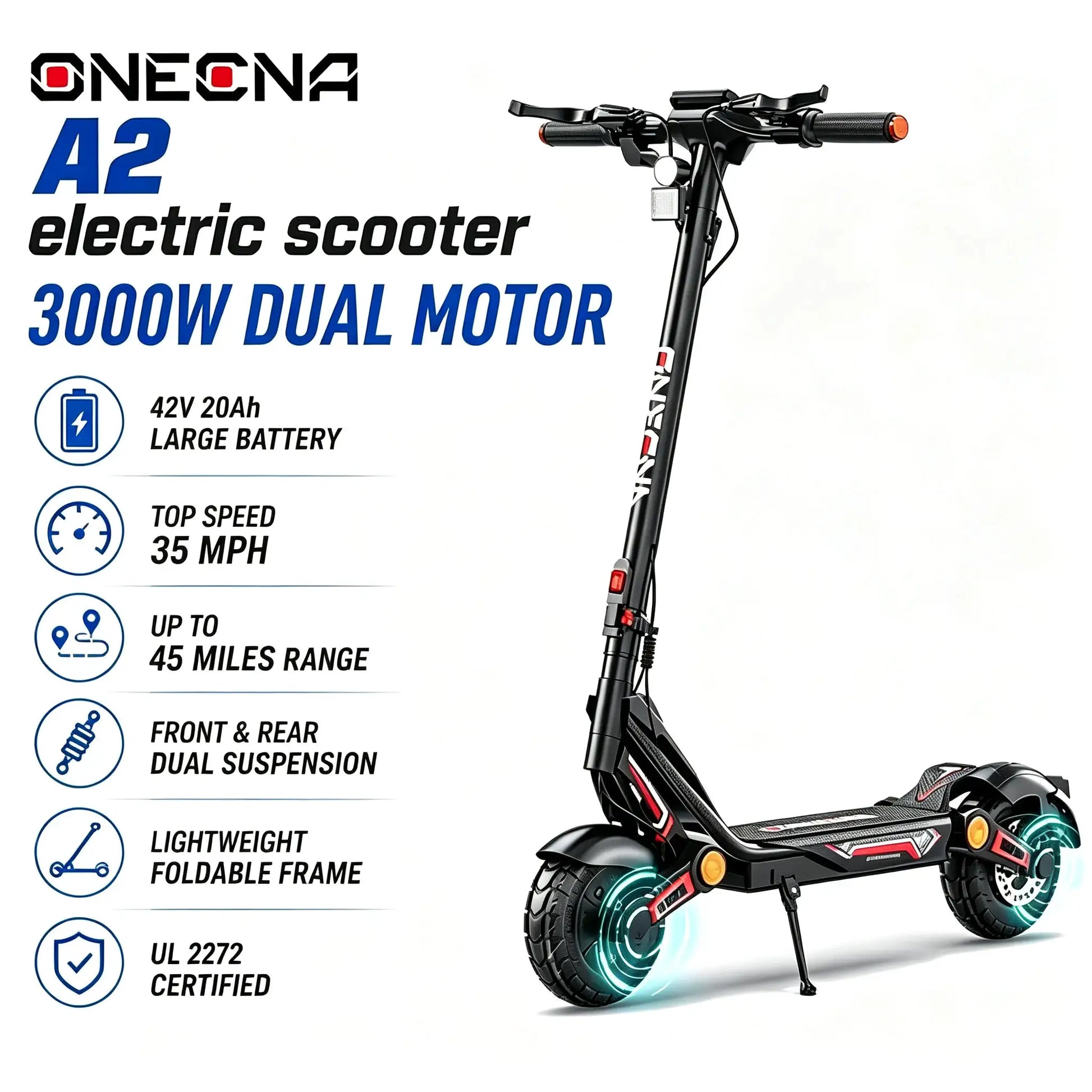 Electric Scooters Adults- 5600W Dual Motor, 45 MPH Fast Escooter 55 Miles Long Range Battery E Scooter for Adult, 11 Inches Off Road Tires Foldable E-Scooters by Beastly Survival Outlet