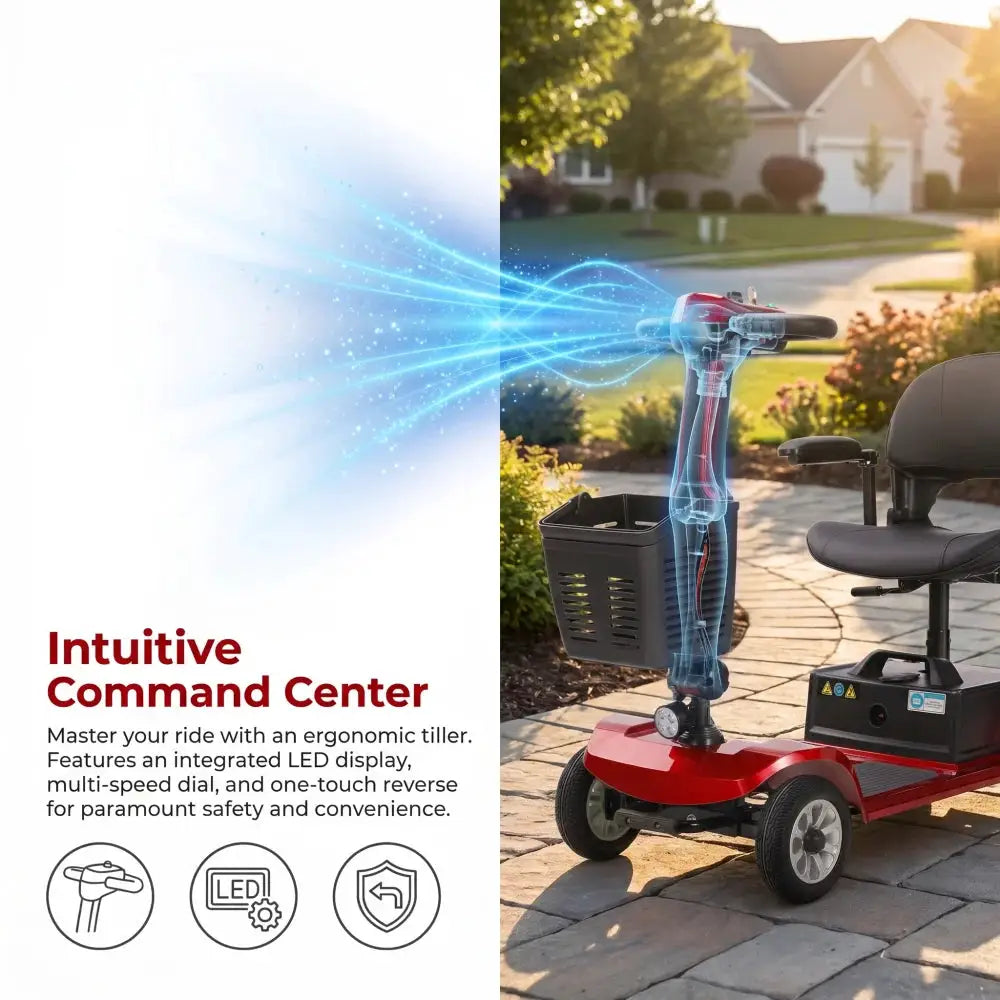 Unificare Red Portable Folding Mobility Scooter Ideal for Adults and Seniors Practical Swivel Seat Stable Anti Tip Design Wear by Beastly Survival Outlet Unificare Red Portable Folding Mobility Scooter Ideal for Adults and Seniors Practical Swivel Seat Stable Anti Tip Design Wear Beastly Survival Outlet