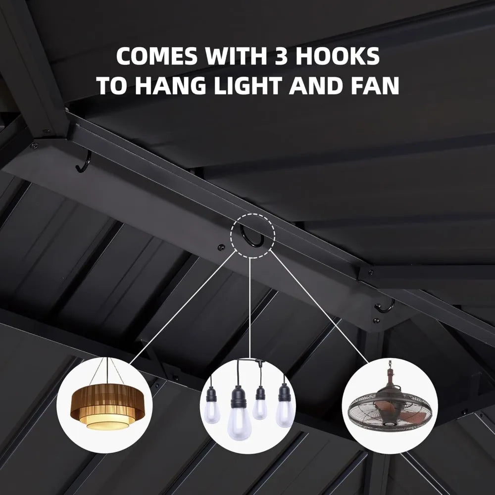 Six By Eight Foot Hardtop Grill Gazebo For Patio Shelter Pro