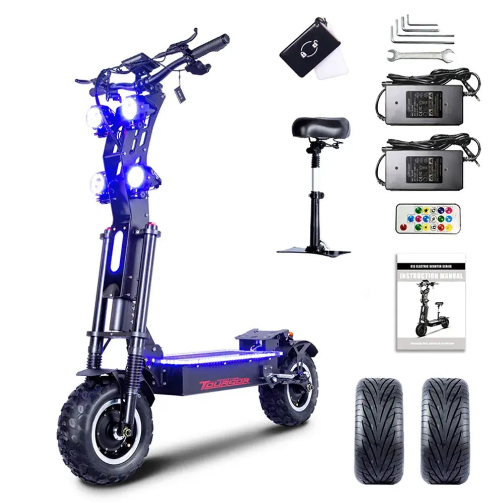 Toursor US Stock Electric Scooter 60V 72V E-Scooter Dual Motor 8000W 10000W 14 inch Wheels Electric Scooter with NFC Unlock by Beastly Survival Outlet