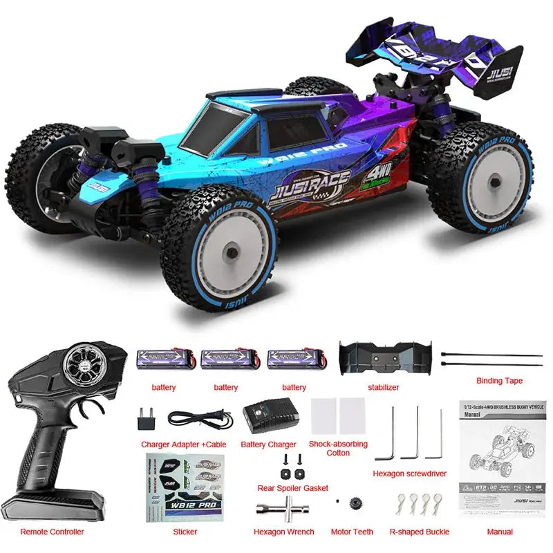 JIUSI WB12 PRO 1/12 Racing Car 4WD High Speed 80KM/H Brushless Remote Control Car Off-road Competitive Drift RC Car Toy Kid Gift by Beastly Survival Outlet