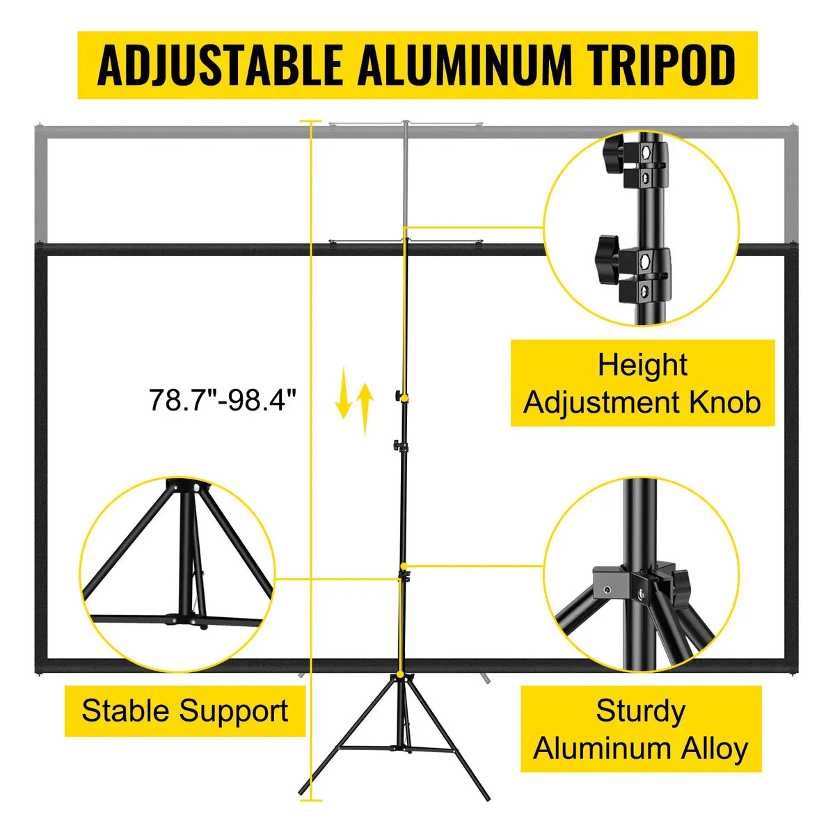 SucceBuy 100 Inch Tripod Projector Screen with Stand 16:9 4K HD Portable Projection Home Cinema for Indoor & Outdoor Projection by Beastly Survival Outlet