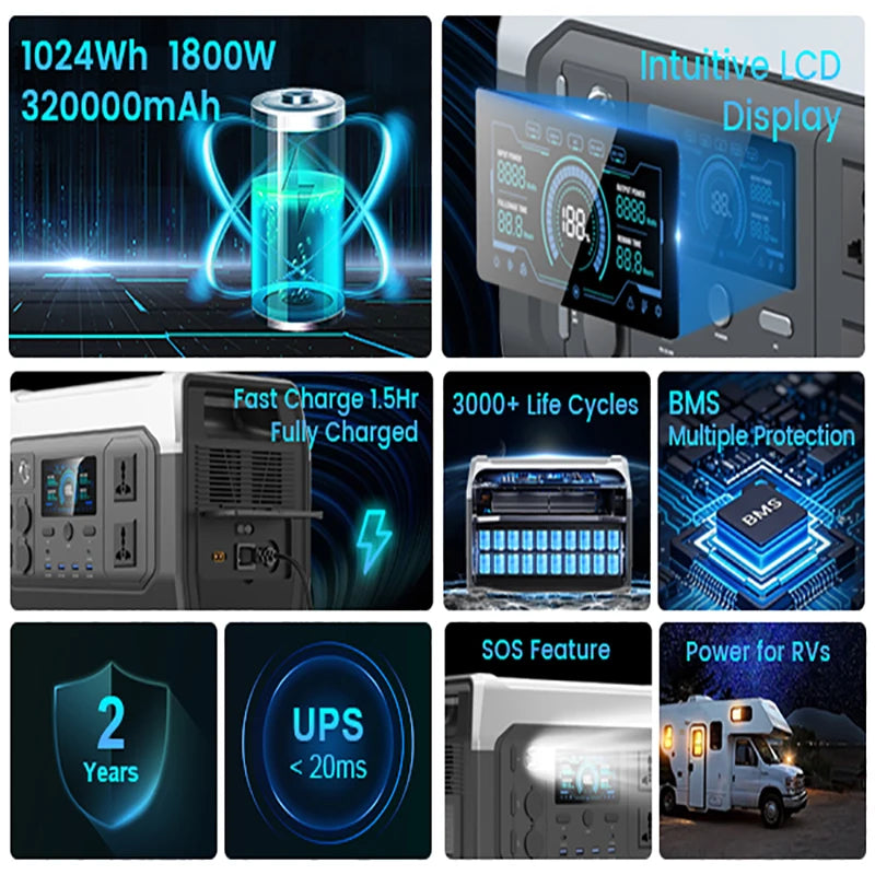 Ctolity XP1000 1800W Portable Power Station for Camping Use