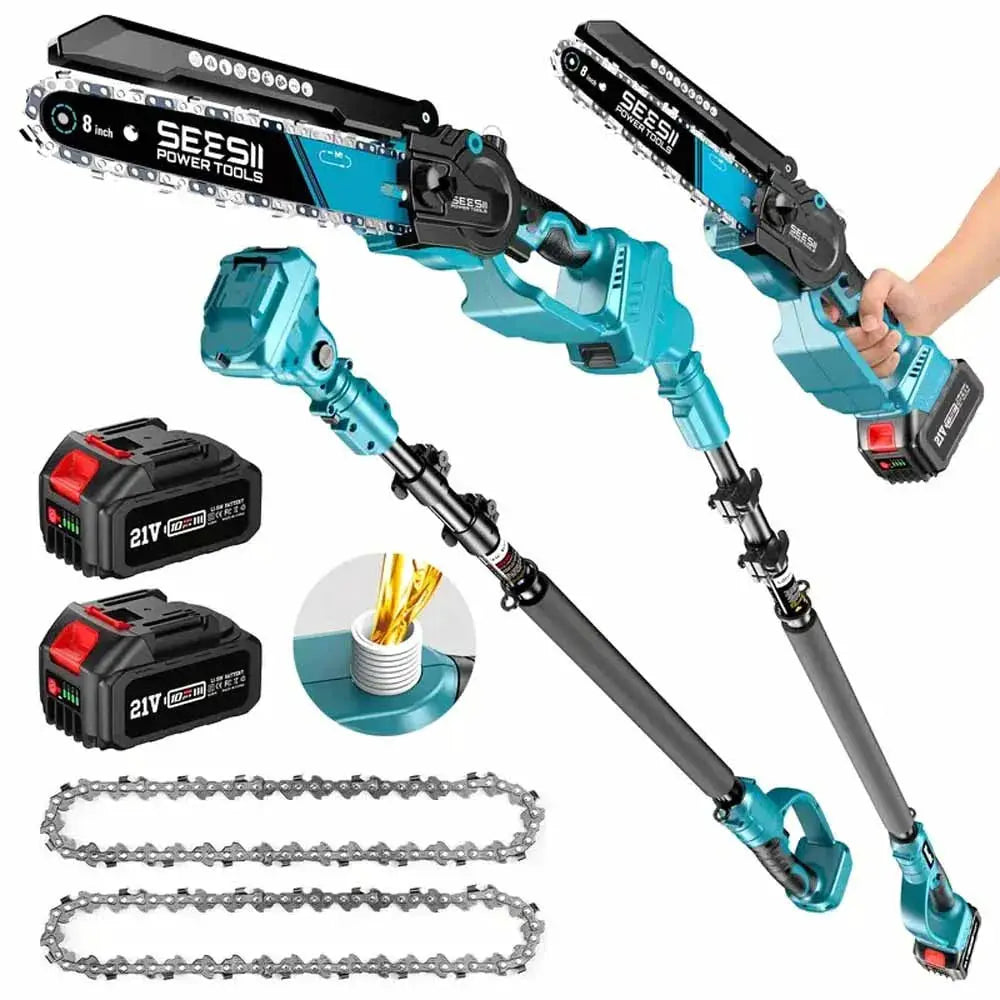 Seesii 2 in 1 Cordless 6" 8'' Pole Saw Mini Chainsaw Power Electric Polesaw Chain Saw with Extension Pole for Tree Trimming by Beastly Survival Outlet