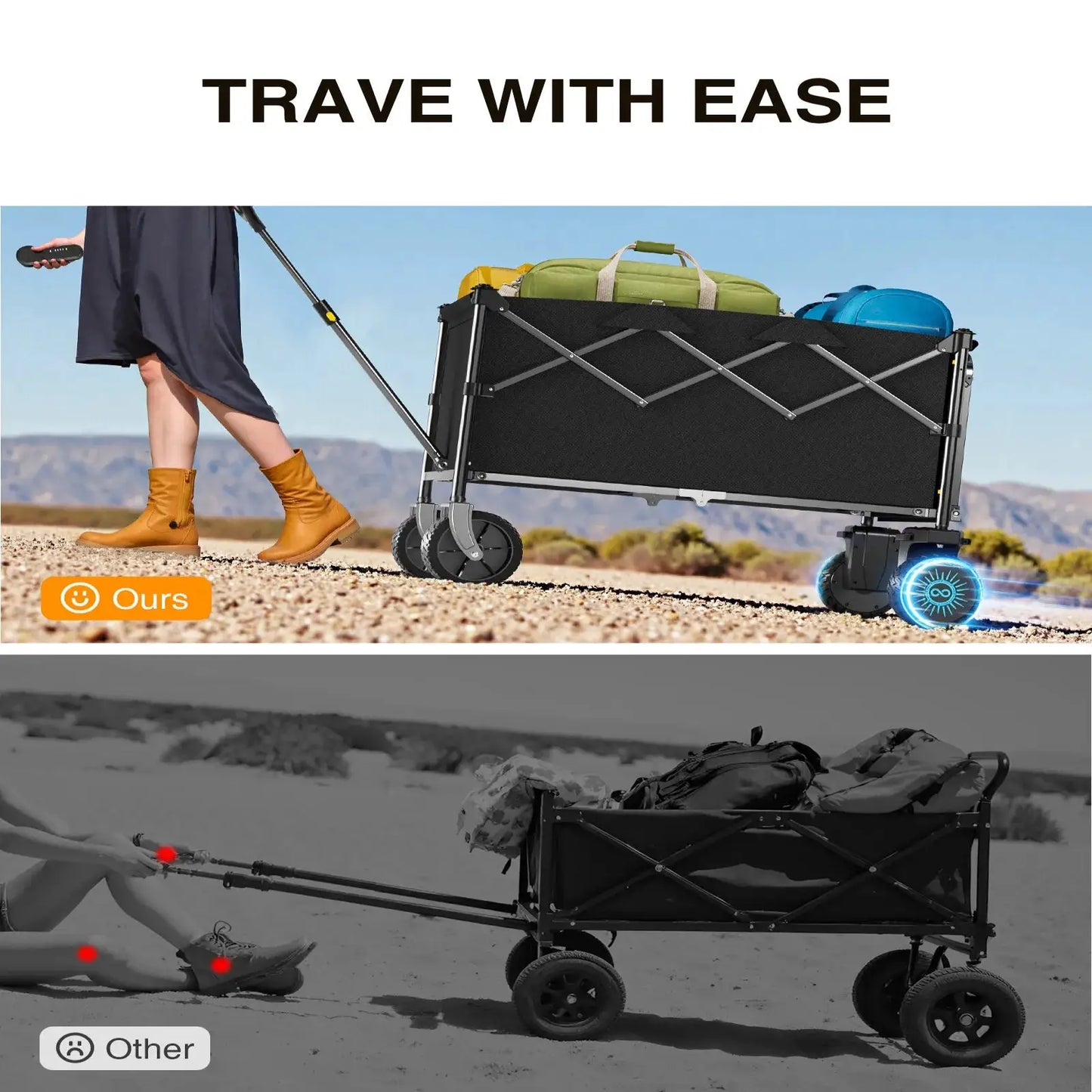 Foldable Electric Utility Wagon - Dual/Single 300W Motor Options, 6.5" All-Terrain Wheels - Perfect for Camping, Gardening & Shopping. by Beastly Survival Outlet