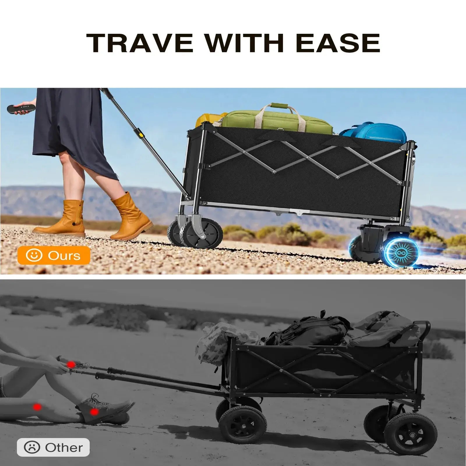 Foldable Electric Utility Wagon - Dual/Single 300W Motor Options, 6.5" All-Terrain Wheels - Perfect for Camping, Gardening & Shopping. by Beastly Survival Outlet