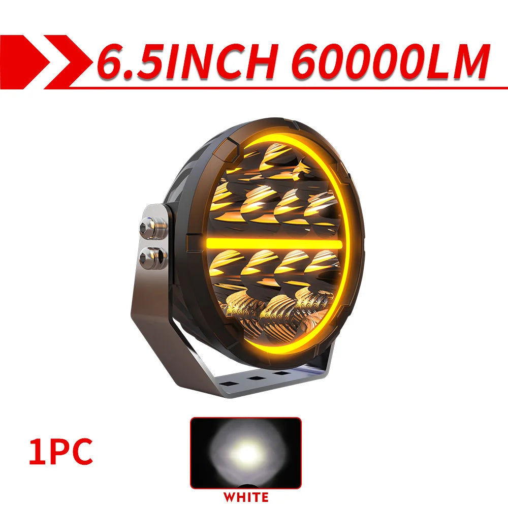 Co Light Six Point Five Inch Led Offroad Driving Lights White Amber Drl Spot Flood Combo 60000lm For 4x4