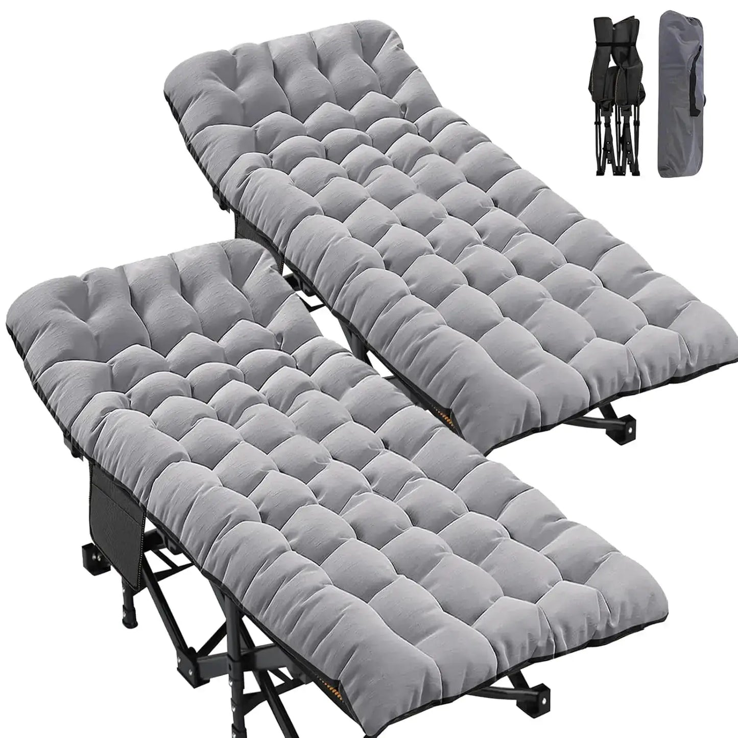 2 Pack XXL Camping Cot For Adults 900 Lbs With Mattress Pad by Beastly Survival Outlet