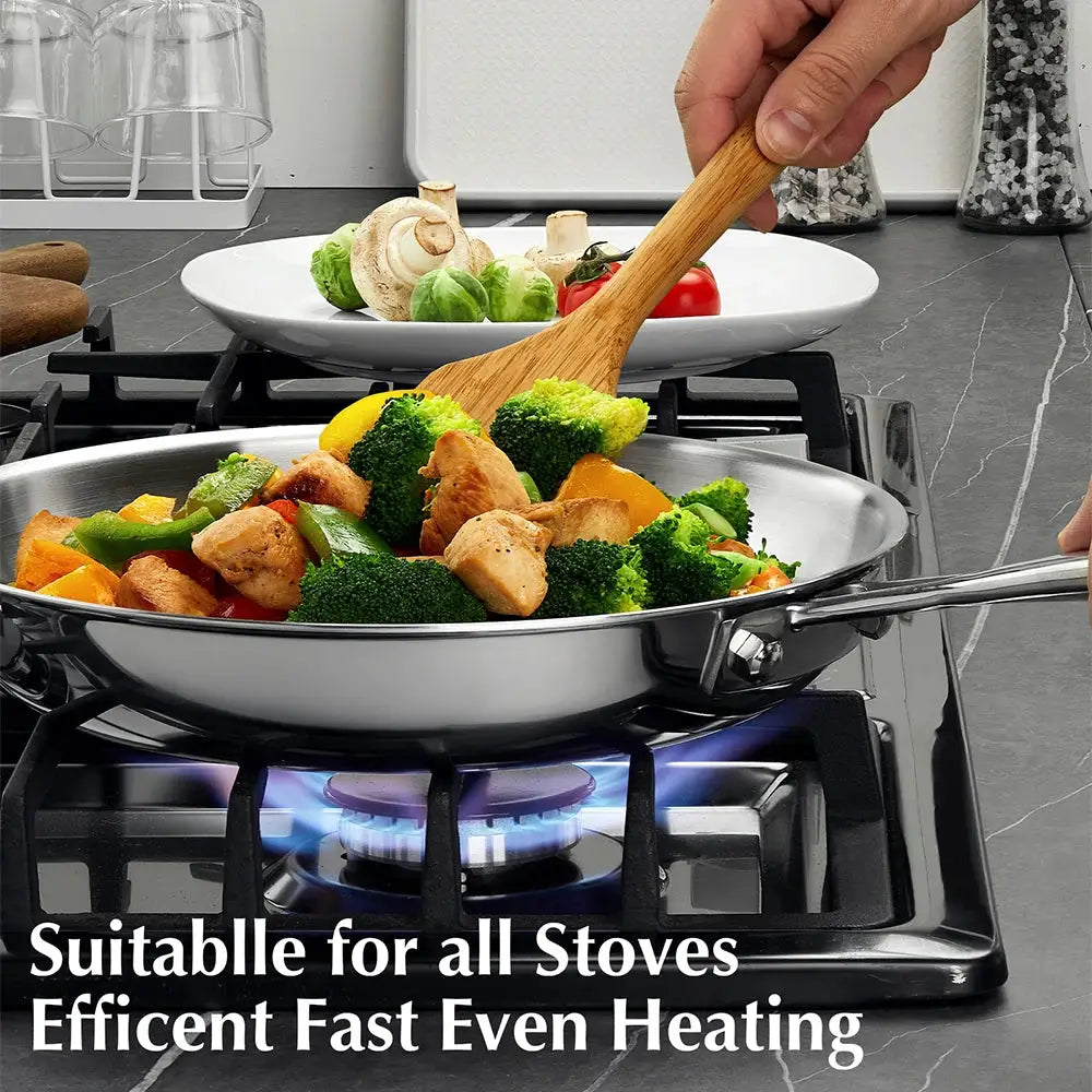 Tri-Ply Stainless Steel Cookware Set 10 Piece, Professional 18/10 Stianless Steel Pots and Pans Set, Oven & Induction Safe by Beastly Survival Outlet