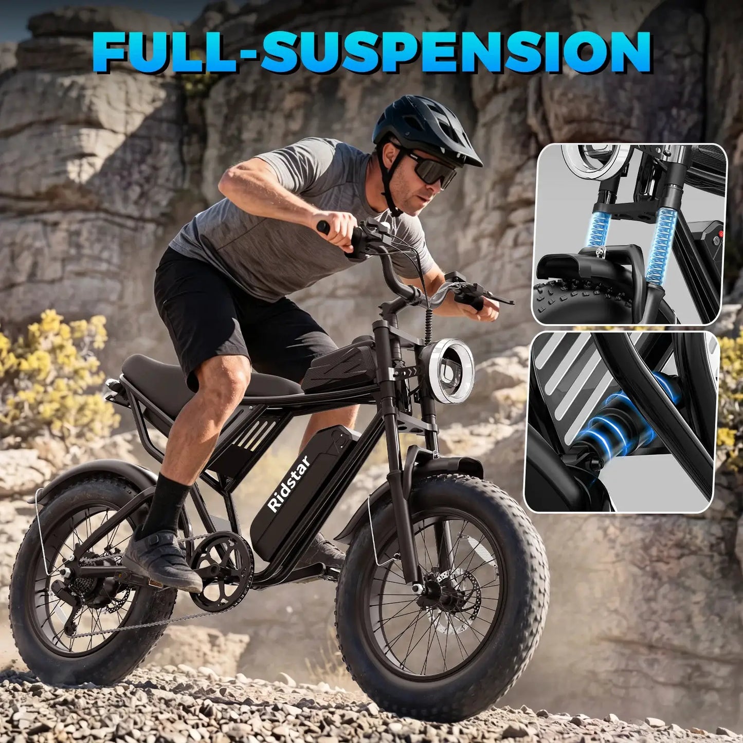 Ridstar Q50LITE 1500W Electric Bike for Adults Max 31MPH Battery 48V 15.6AH E-Bike Electric Bicycle 20x4" Fat Tire Mountain Bike by Beastly Survival Outlet