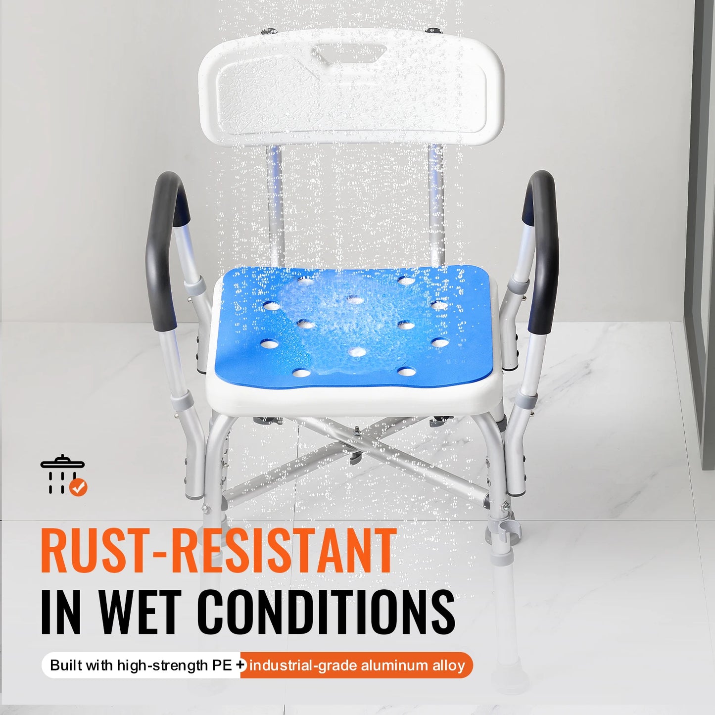 Adjustable Height Shower Chair For Elderly And Disabled