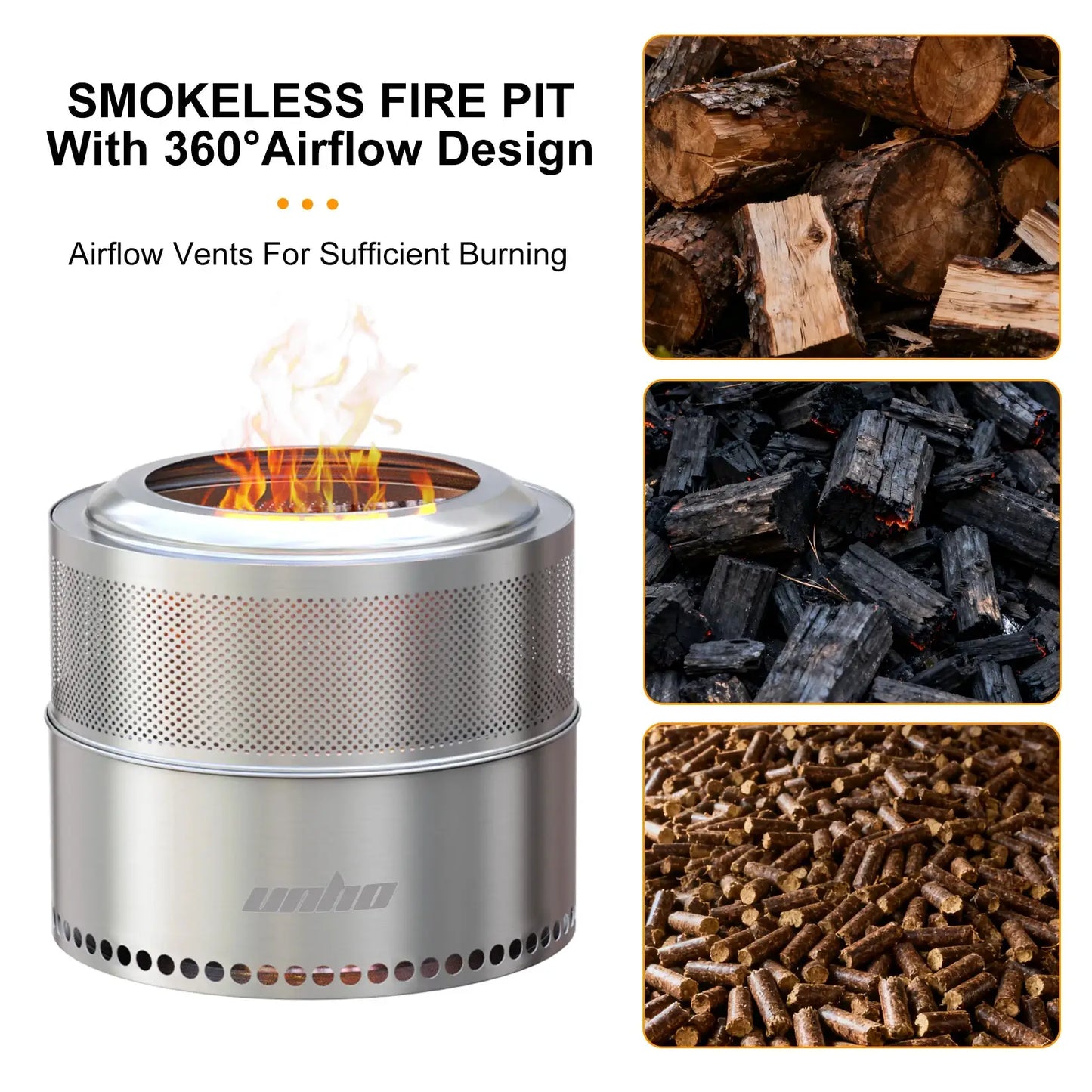 Wood Burning Firepit,Large Stainless Steel Smokeless Fire Pit with Carry Bag,Outdoor Camping Firewood Burner Stove by Beastly Survival Outlet