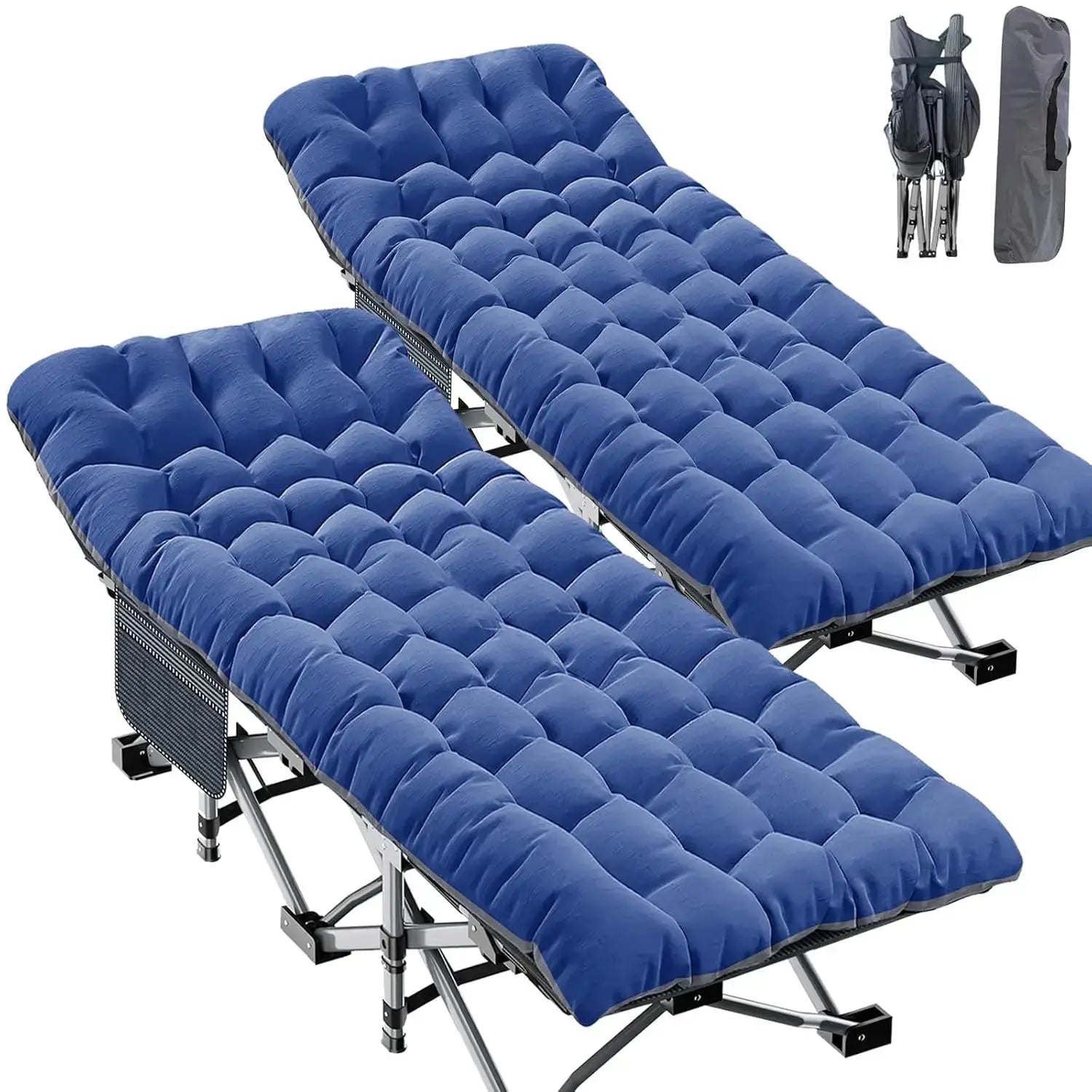 2 Pack XXL Camping Cot For Adults 900 Lbs With Mattress Pad by Beastly Survival Outlet