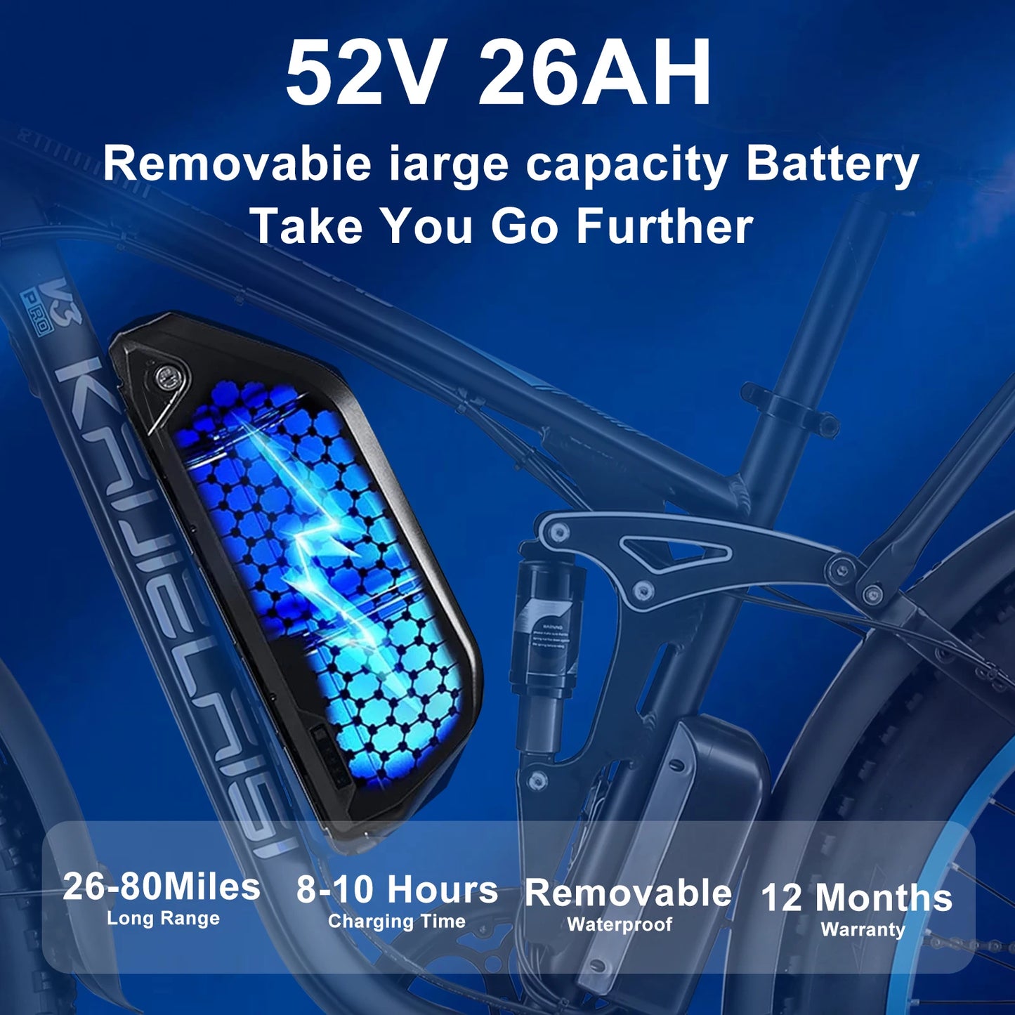 Electric Bike 3000W Dual Motor 52V 26AH Off-Road Fat Tire Bike