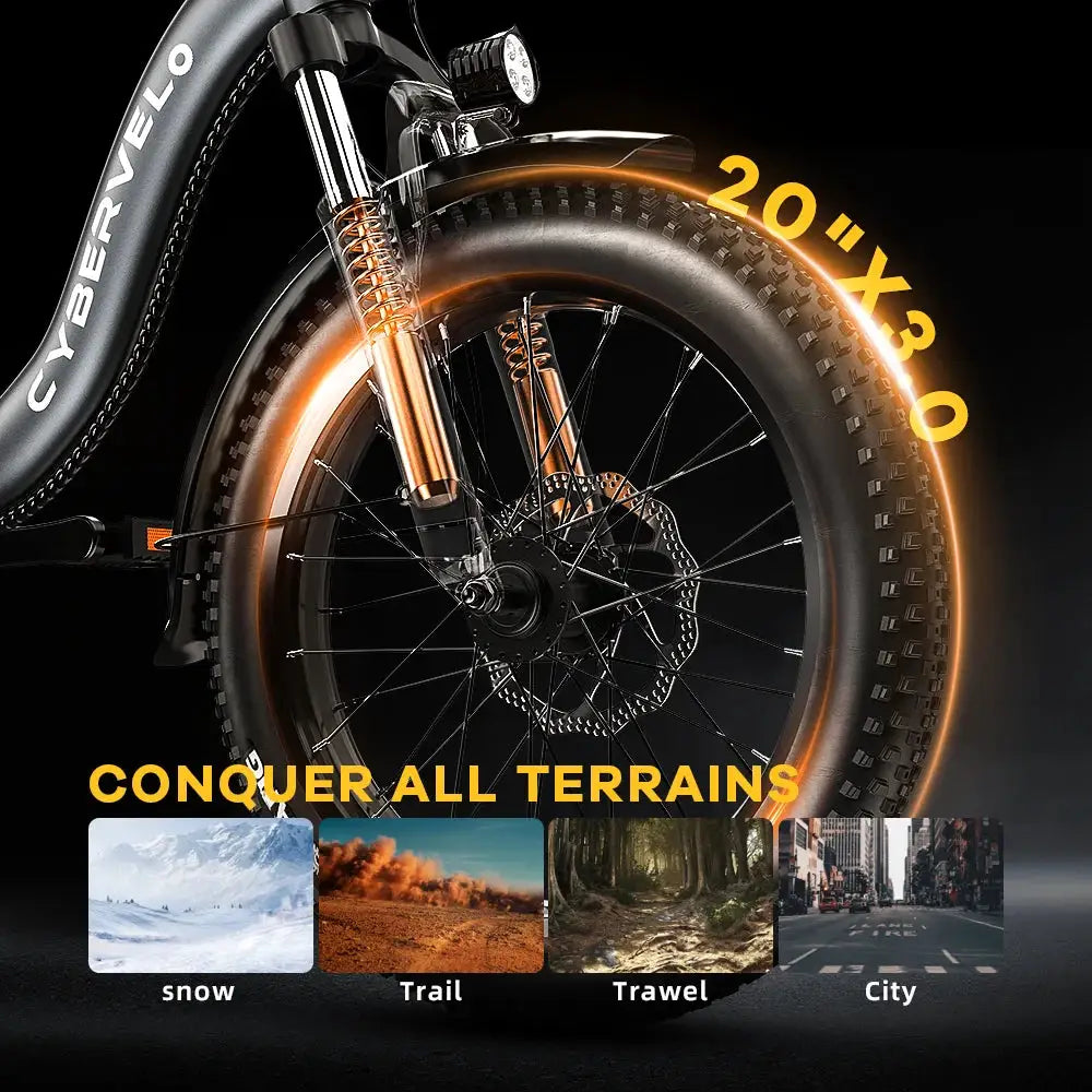 Cybervelo 1000W Electric Bike for Adults 48V 20.8Ah Large Removable Battery Foldable 20 Inch Fat Tire Urban Commuting Mars700 by Beastly Survival Outlet