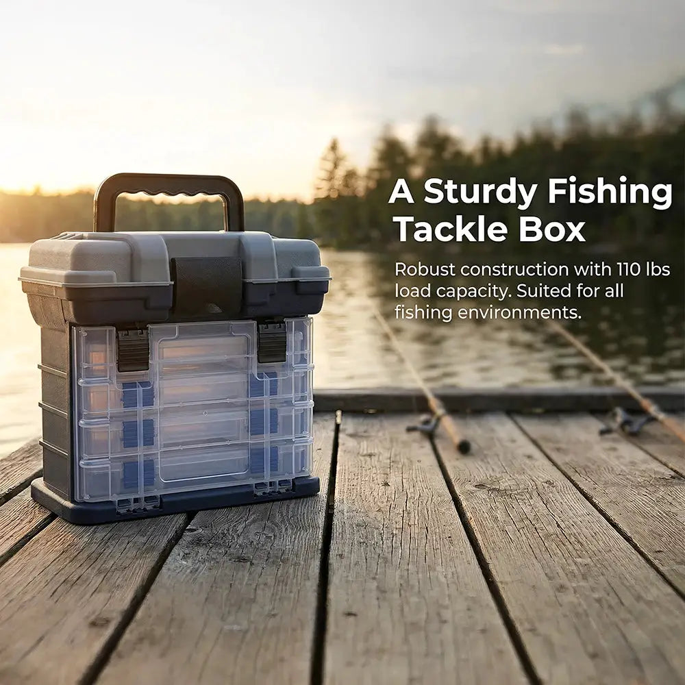 YJ 4-Tier Multi-Functional Fishing Handheld Storage Box Adjustable Dividers Portable Fishing Tackle Lure Tool Box Arts Crafts by Beastly Survival Outlet