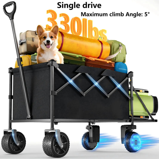 Foldable Electric Utility Wagon - Dual/Single 300W Motor Options, 6.5" All-Terrain Wheels - Perfect for Camping, Gardening & Shopping. by Beastly Survival Outlet