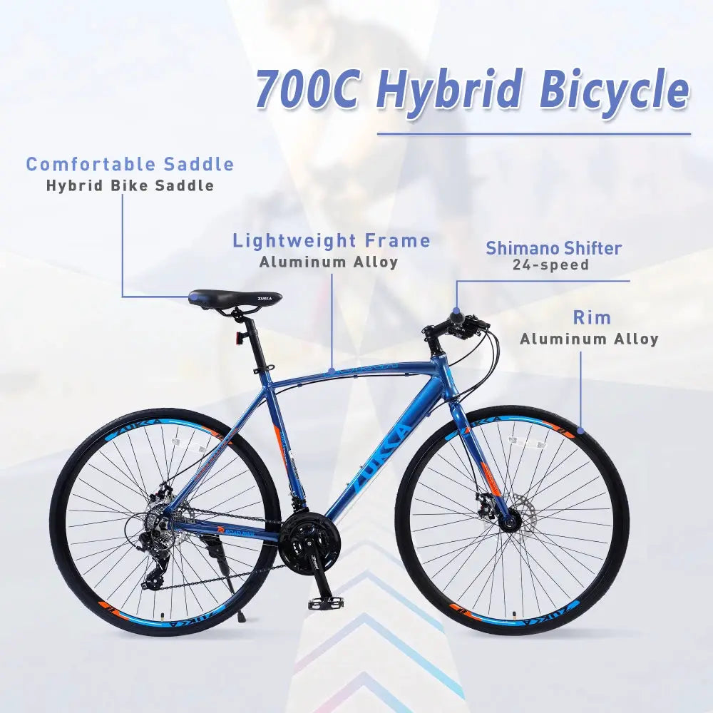 Unisex 24 Speed Hybrid Bike With Disc Brakes 700C City Rides by Beastly Survival Outlet