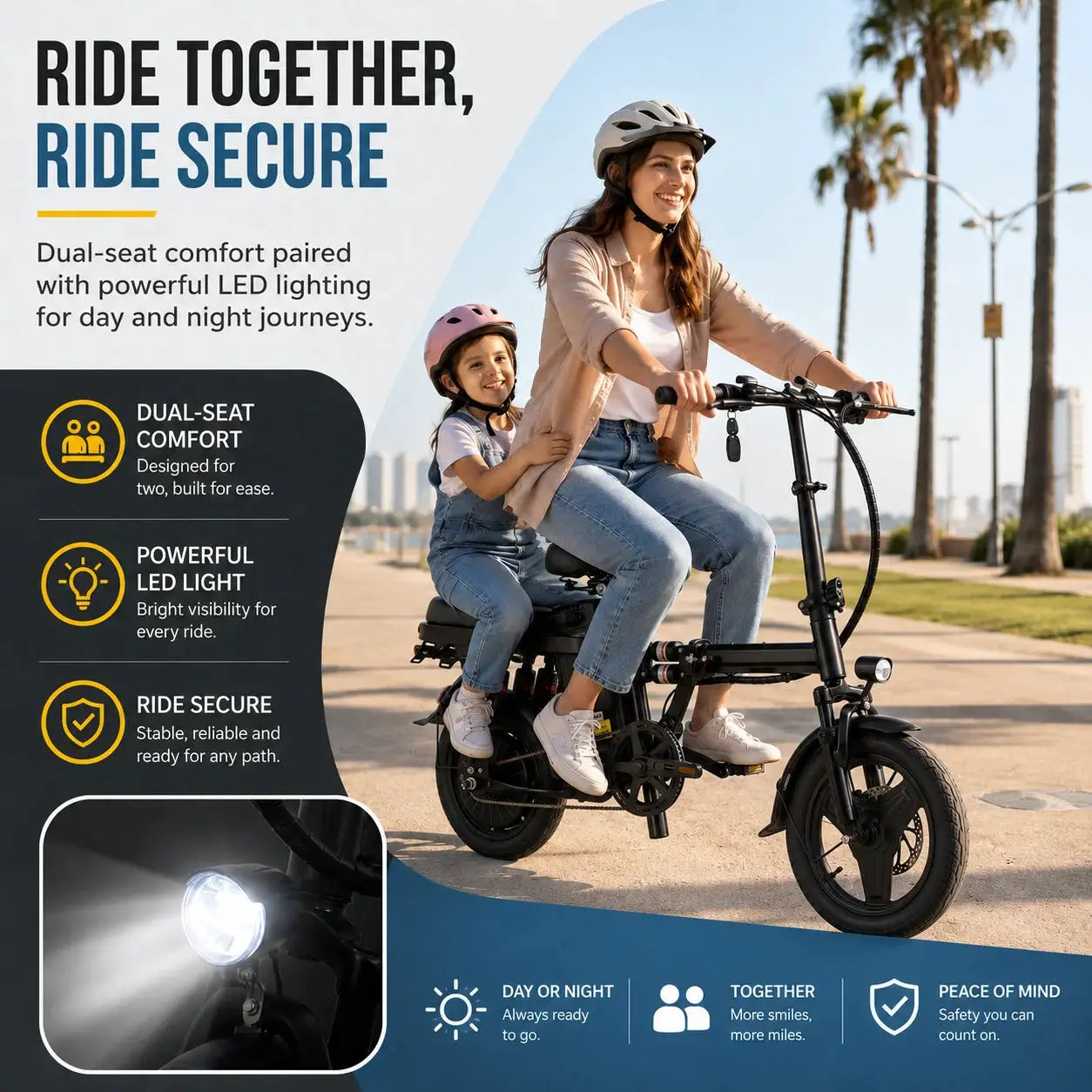 Foldable electric bicycle for adults, equipped with 14-inch tires, featuring 8 shock absorbers, a 500W motor power, a 48V 15Ah c by Beastly Survival Outlet