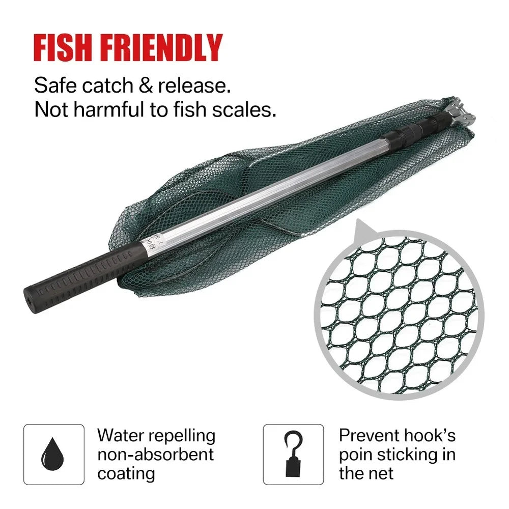 Telescopic Folding Fishing Landing Net with 190CM Aluminum Pole