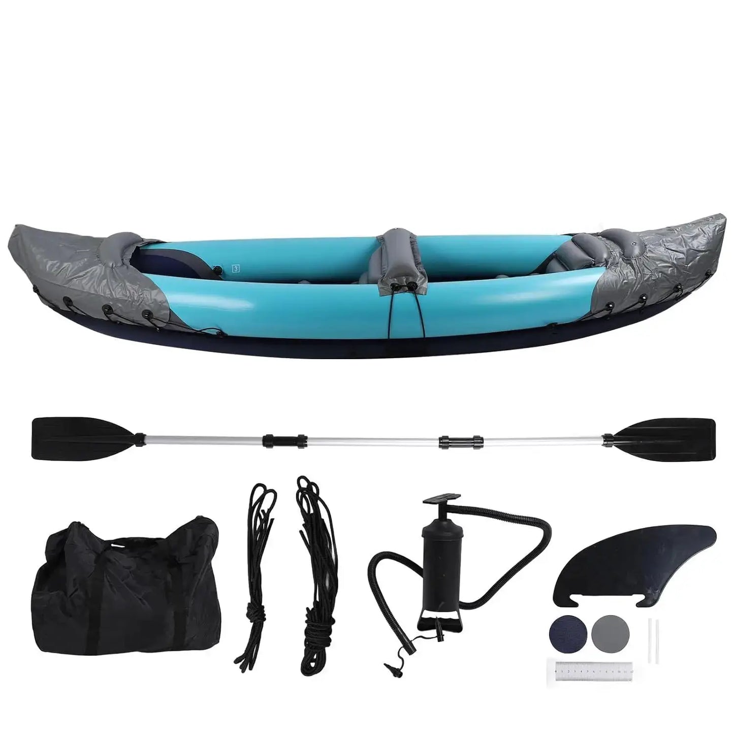 2 Person Foldable Kayak Portable Sunlight Protection Thickened PVC Inflatable Canoe for Fishing Rafting Boating, Customized by Beastly Survival Outlet