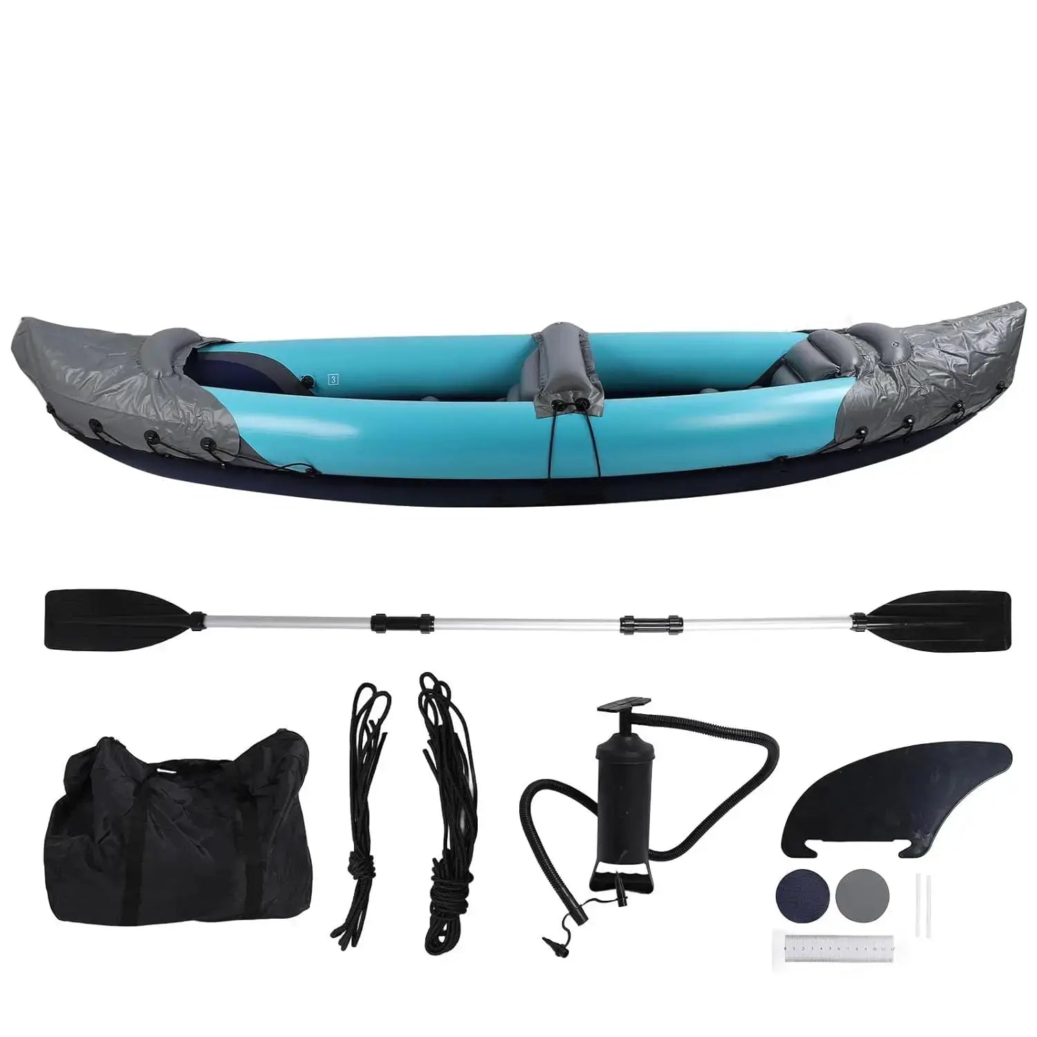 2 Person Foldable Kayak Portable Sunlight Protection Thickened PVC Inflatable Canoe for Fishing Rafting Boating, Customized by Beastly Survival Outlet
