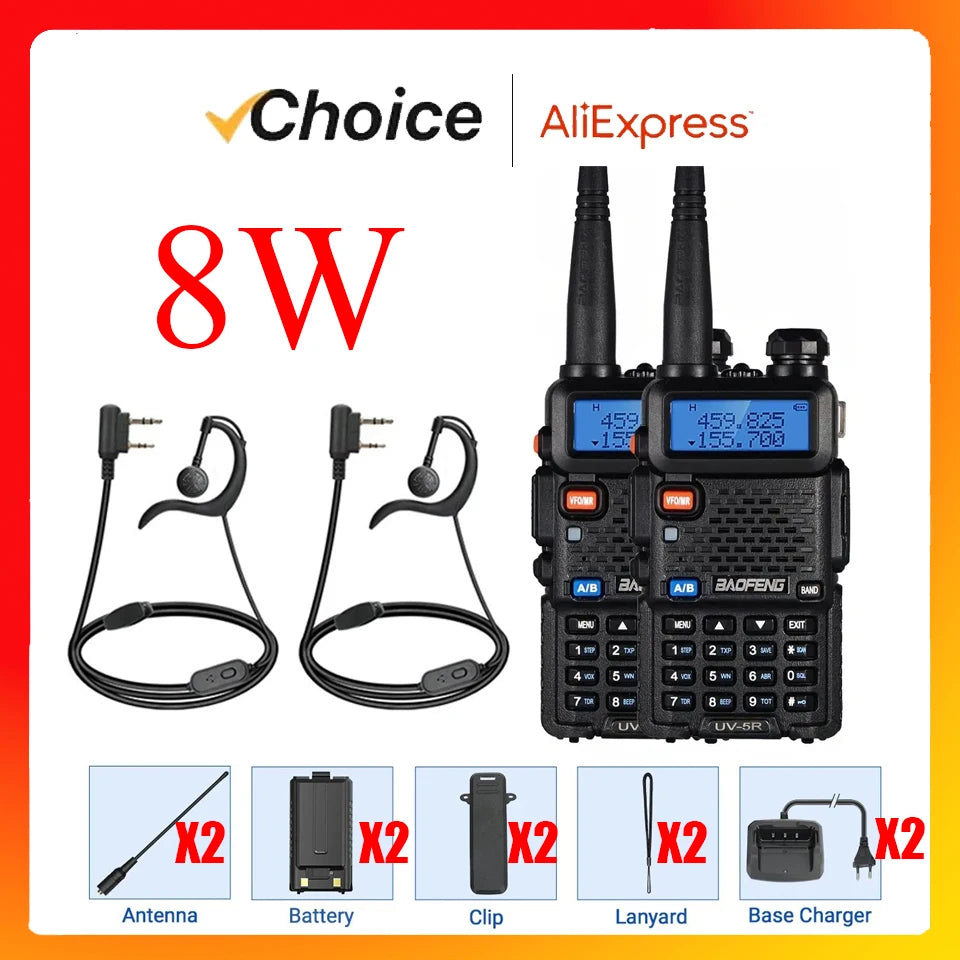 Baofeng UV 5R Dual Band Walkie Talkie Long Range Hunting
