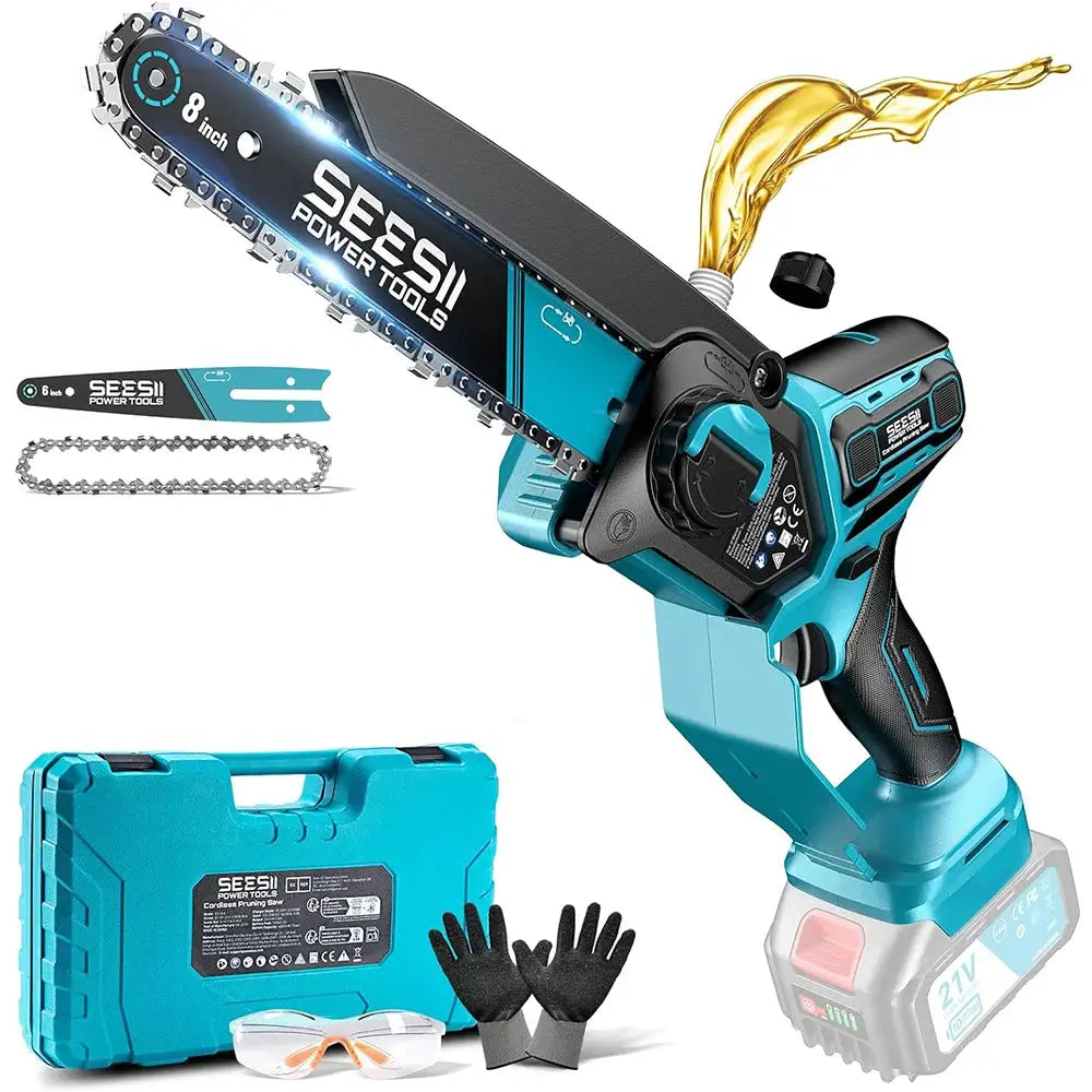 Seesii 1000W 6&8''Brushless Electric Chainsaw Cordless Electric Saw Woodworking Garden Pruning Tools For Makita 18V Battery Pin by Beastly Survival Outlet