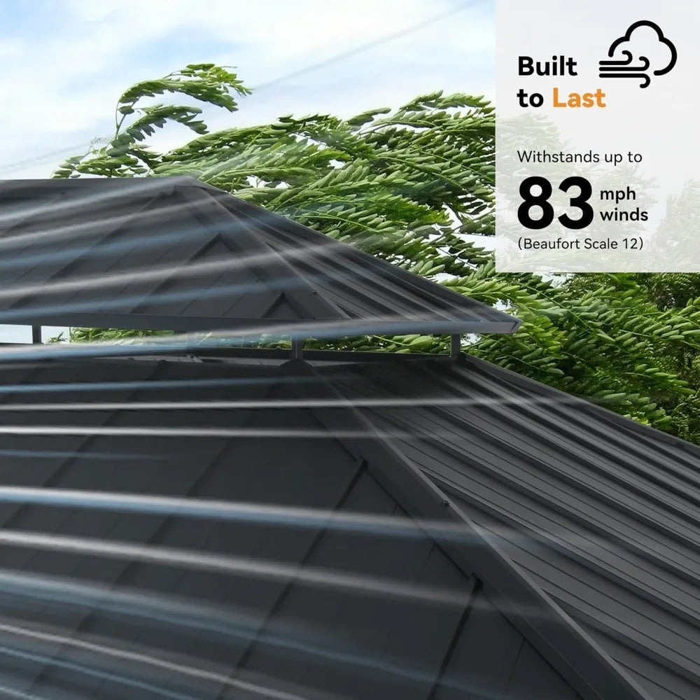 Modern Shade Horizon Hardtop Gazebo 12x20 Ft With LED Lights