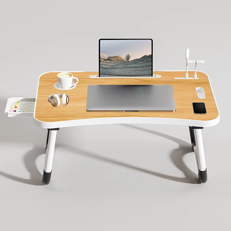 Portable Laptop Table With USB Light Cup Holder Foldable