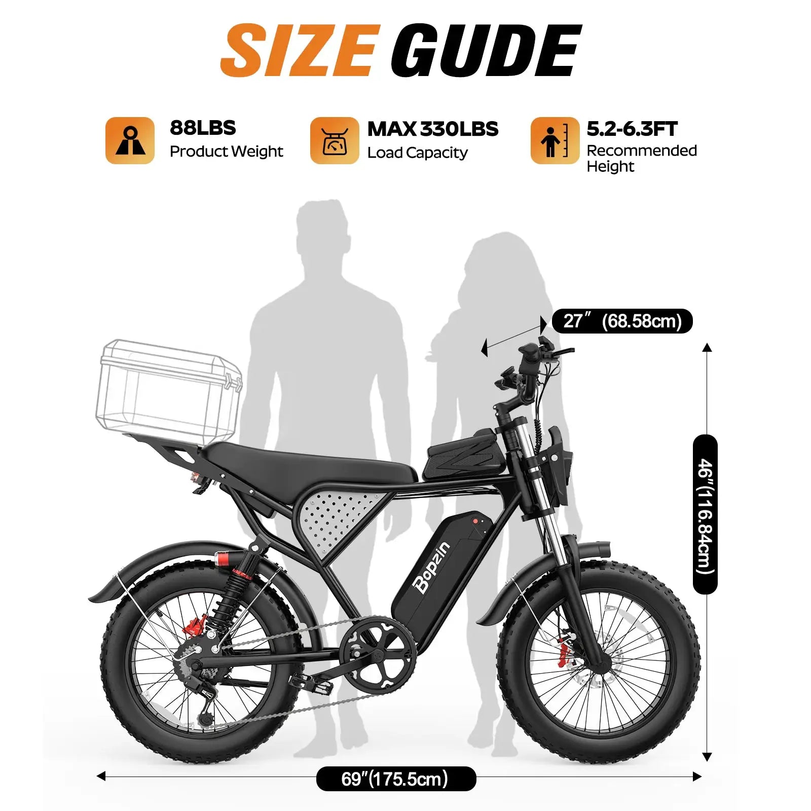 Bopzin 1500W 35MPH Electric Bike for Adults C22-25 Battery 48V 25Ah 20"x4.0"Fat Tire Off-Road E Dirt Bike by Beastly Survival Outlet