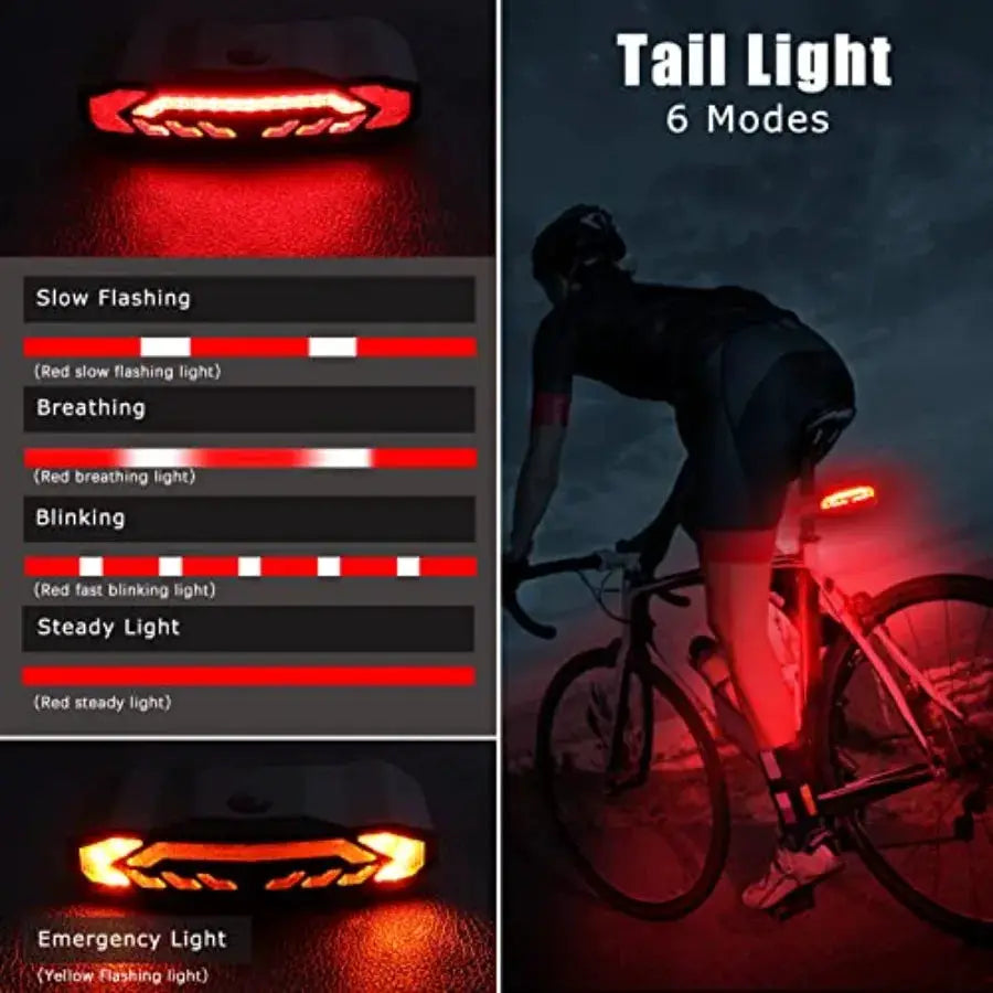Smart Bike Light with Turn Signals, Brake Light, and Alarm Horn - Auto ON/Off Rechargeable Waterproof Rear Bicycle Tail Light w by Beastly Survival Outlet