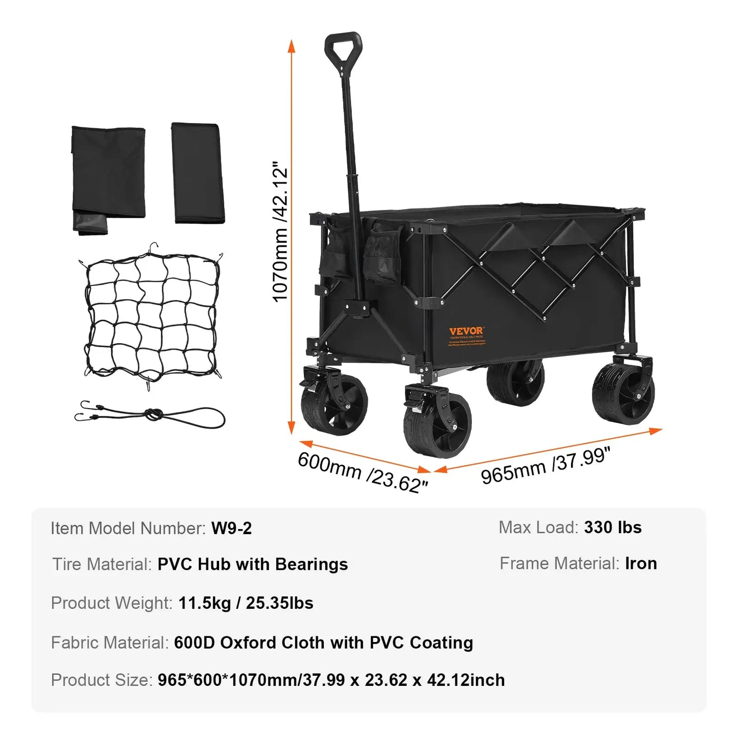 SucceBuy Collapsible Folding Wagon Beach Wagon Cart with All-Terrain Wheels Drink Holder Sport Wagon for Camping Shopping Garden by Beastly Survival Outlet