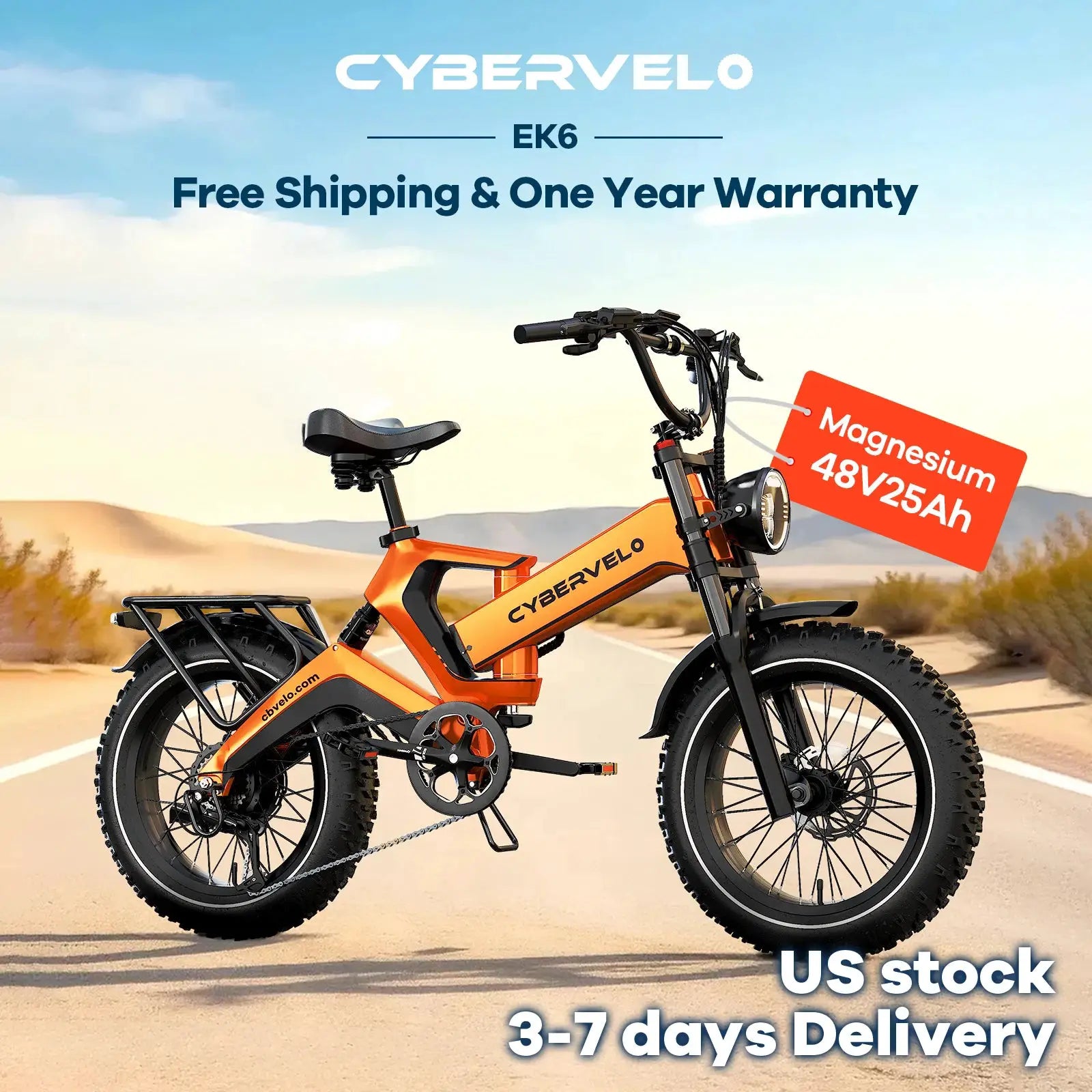Cybervelo 20” Fat Tire 2000W Peak Motor Luxury Foldable Ebike 48V Removable Battery E Bicycle 35+ MPH 100+Miles Long Range EK6 by Beastly Survival Outlet