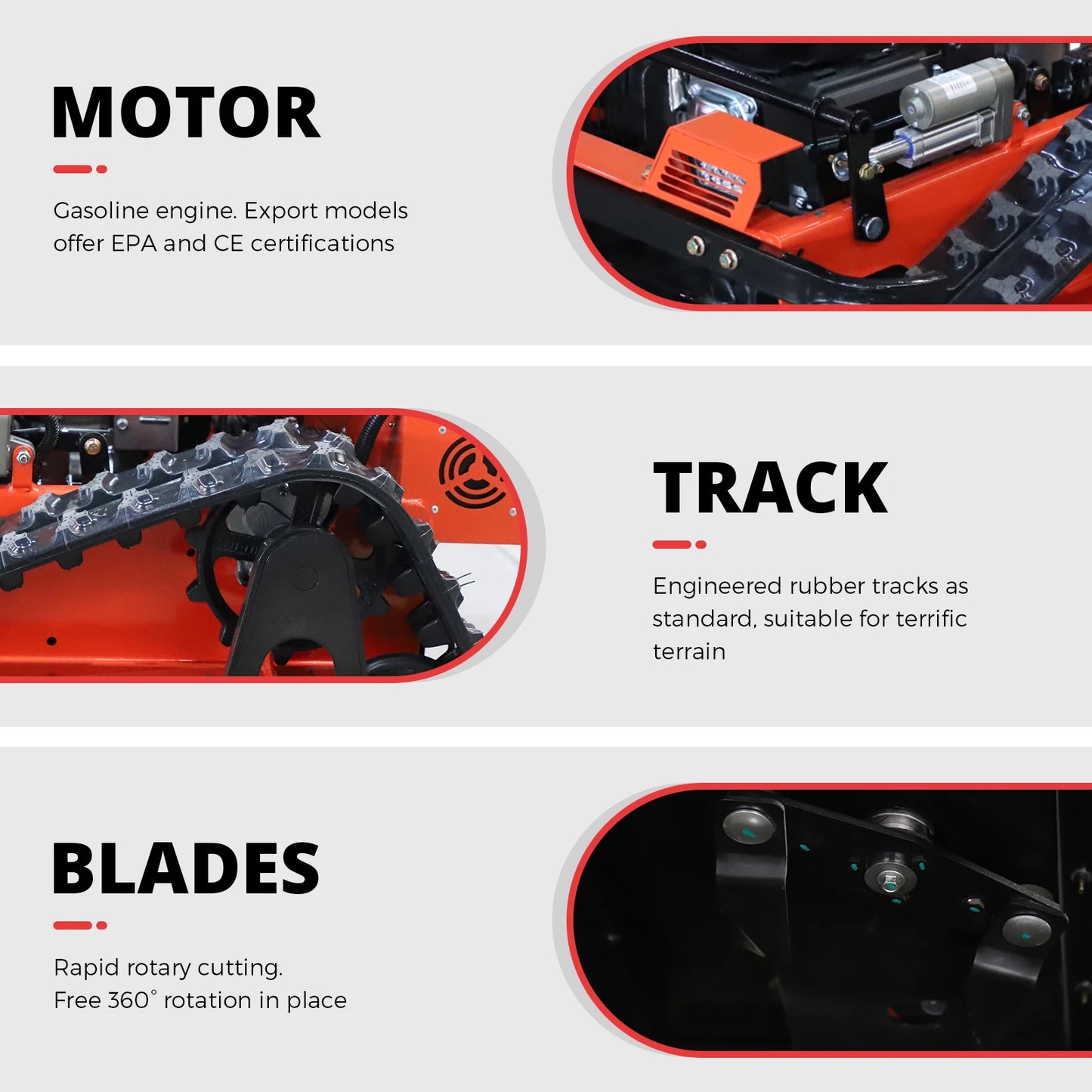 RC Crawler Robotic Lawn Mower 550mm Cutting Width for Slopes
