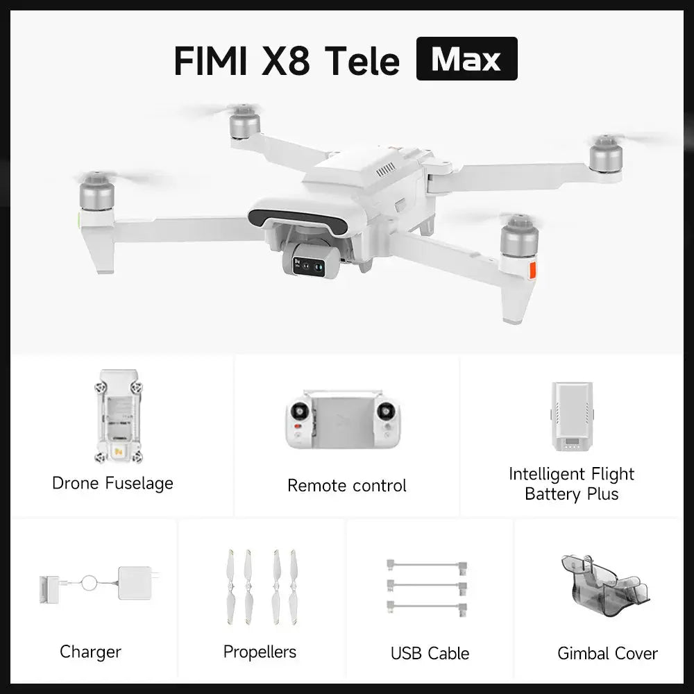 FIMI X8 TELE MAX Drone 4K Professional HDR 48MP 3-Axis Gimbal Camera Drone Professional GPS 20KM RC Quadcopter 2025 by Beastly Survival Outlet