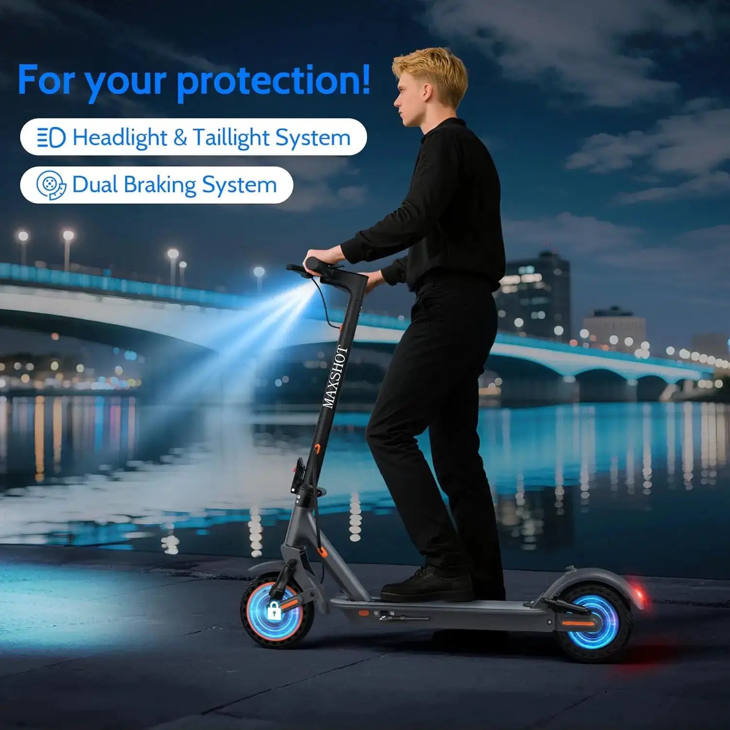 10inch Honeycomb Solid Tire Electric Scooter 500W 22MPH Smart APP Control Scooter Dual Shock-absorbing Anti-skid & Dual Braking System Folding E-Scooter for Commuting by Beastly Survival Outlet