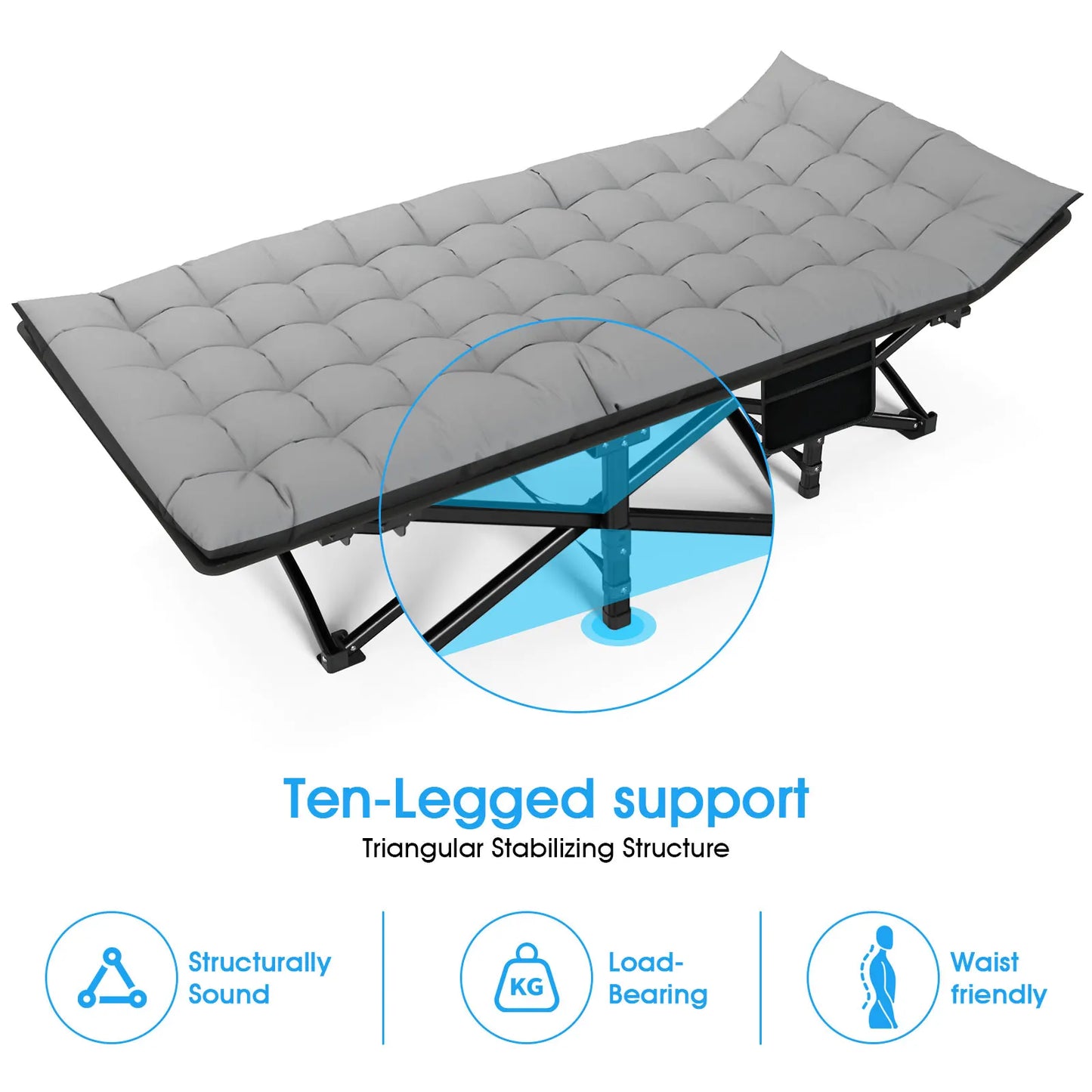 Folding Camping Cots Portable Heavy Duty Outdoors Bed Adults