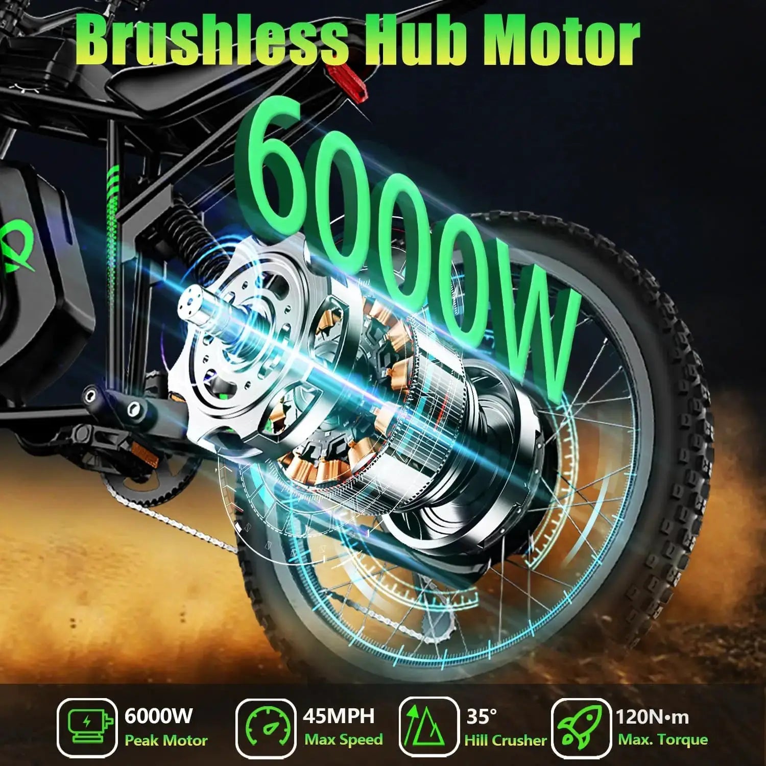 R3 50MPH Electric Dirt Bike 60V25Ah 1200Wh Battery 6000W Electric Bike Max 50Miles Ebike 19" Motorcycle Dual Hydraulic Brake by Beastly Survival Outlet