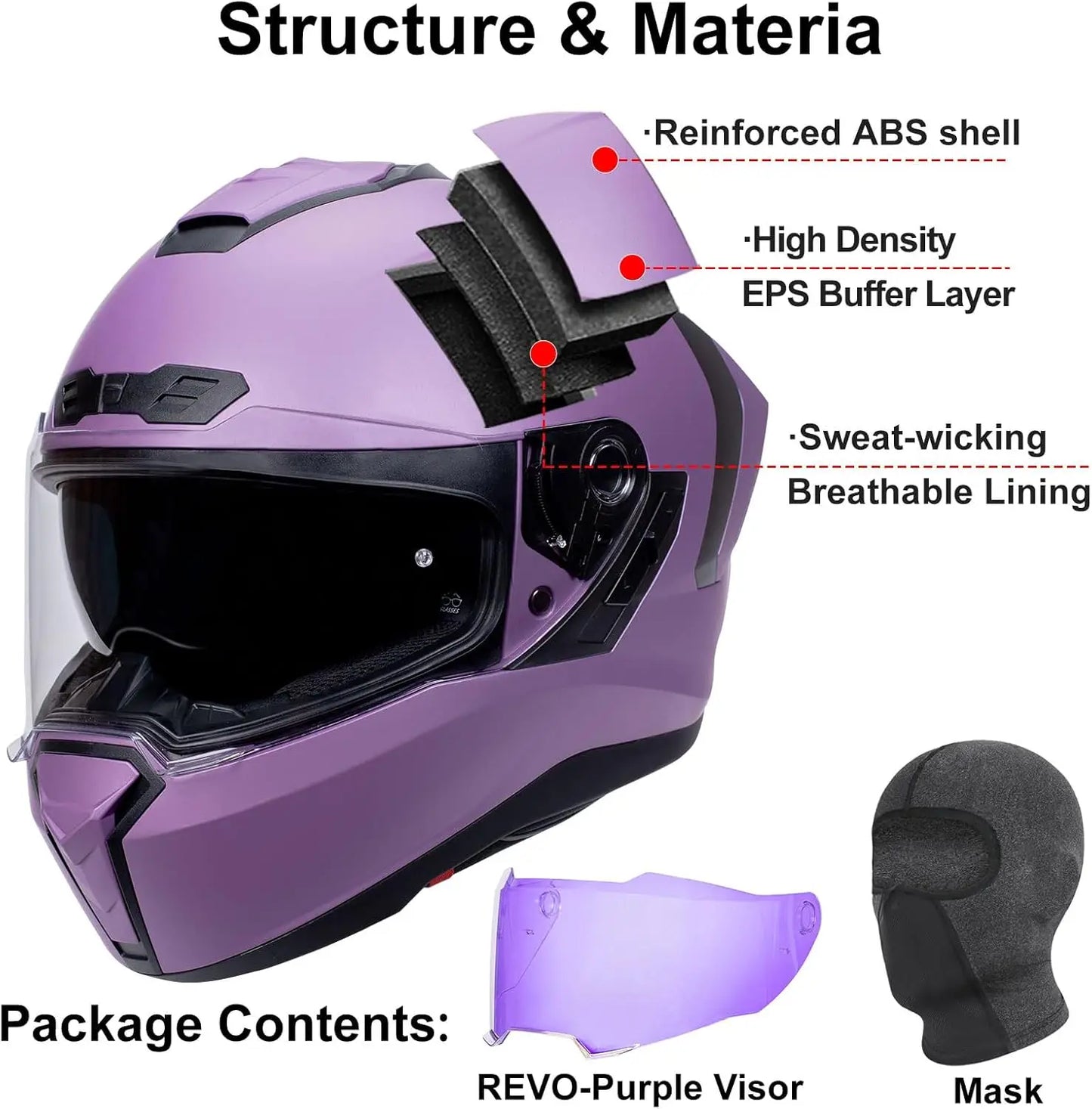 Large Dual Visor Full Face Motorcycle Helmet for Adults and Youth
