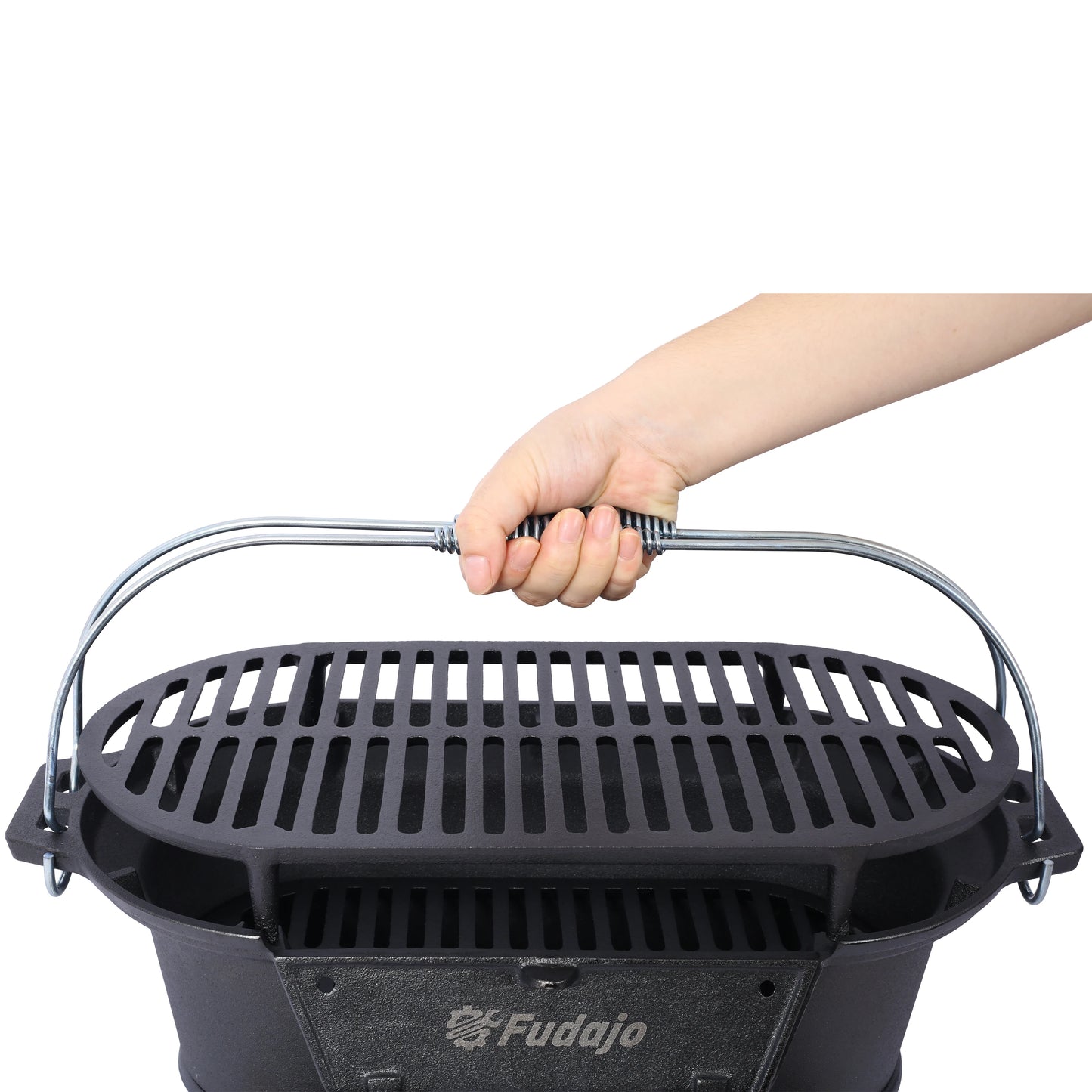 20 Inch Oval Cast Iron Hibachi Grill Portable Charcoal Cookout