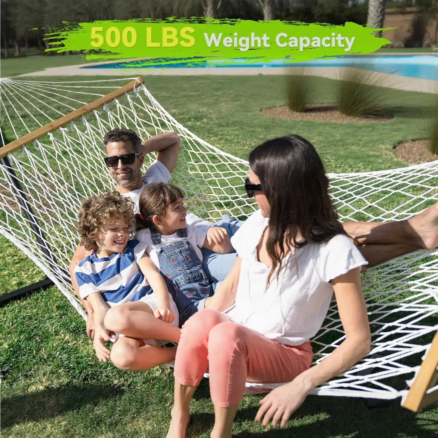 Double Hammock For Two Handwoven Rope Spreader Bar Patio Use by Beastly Survival Outlet