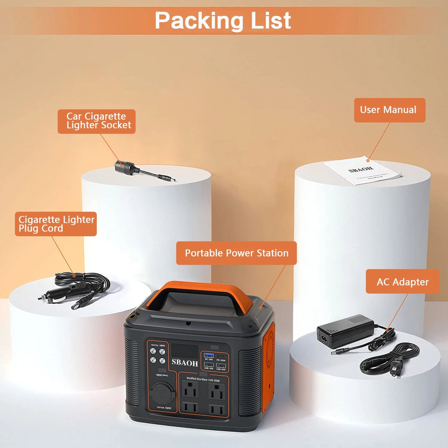 Portable Power Station 300W 296Wh Solar Generator with Quick Charge