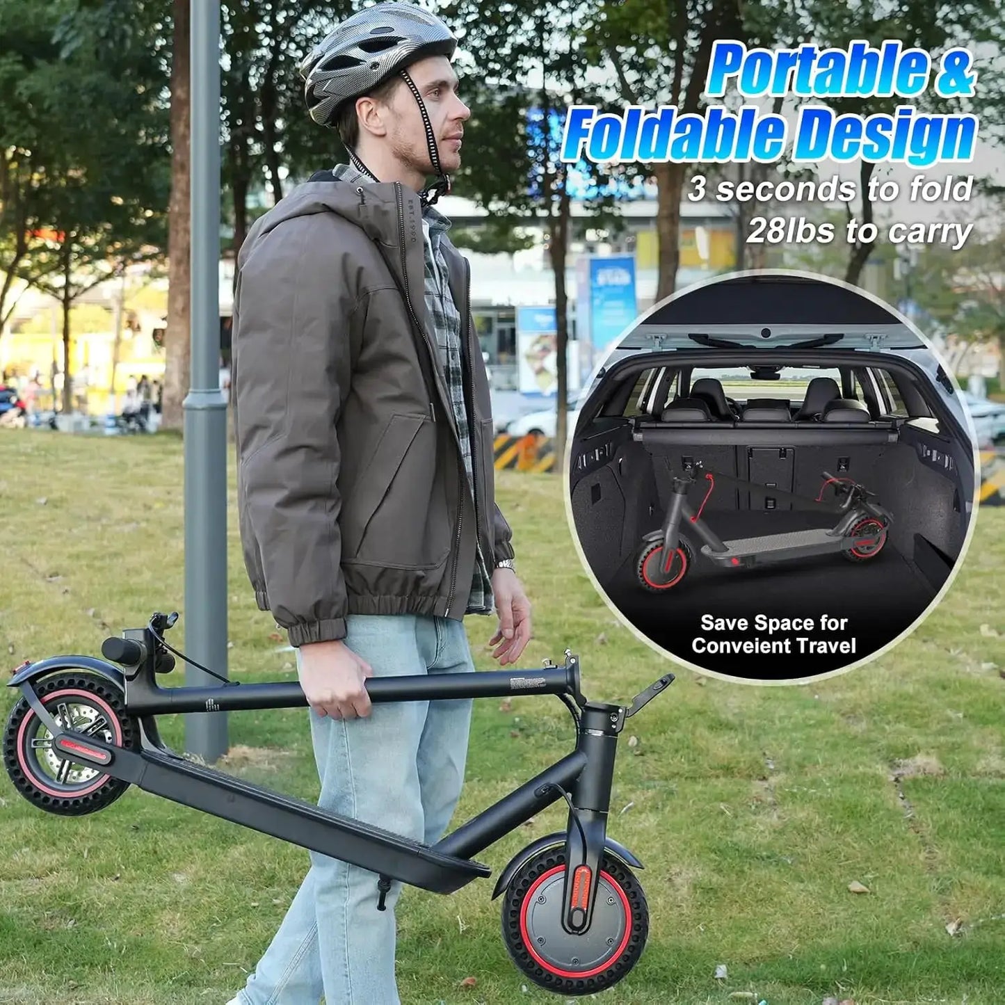 OBX 500W Motor Folding Electric Scooter For Adults 36V 5.2AH Battery Rang 8.5'' Solid Tire 18MPH 15Miles Long Range APP Control by Beastly Survival Outlet