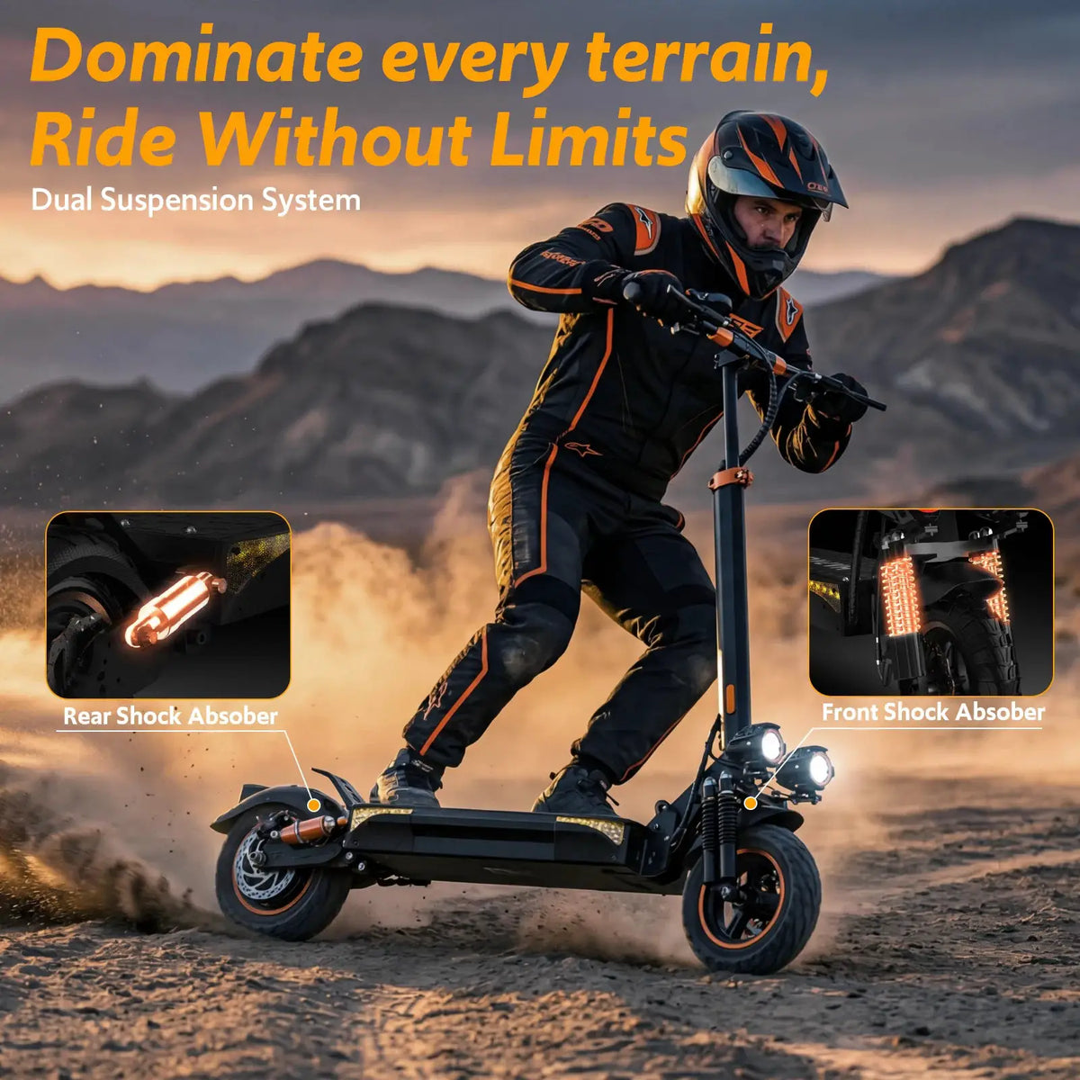 Off Road Electric Scooter, 1200W Motor, 25 Miles Range, 31 MPH, 11" All Terrain Tire, E-Scooter for Adults with Double Suspension & Side Light Disc Brakes by Beastly Survival Outlet