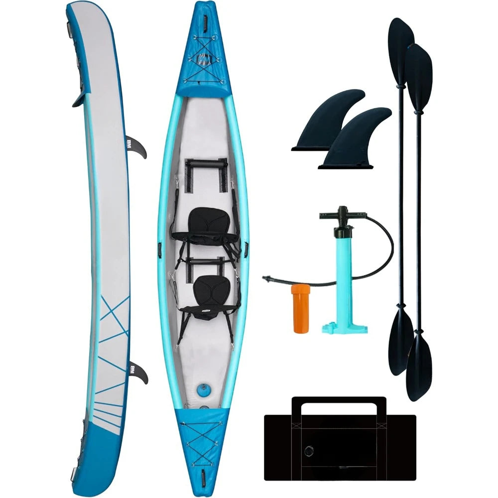 Inflatable Tandem Kayak for Two with Paddles and Accessories 12.5ft