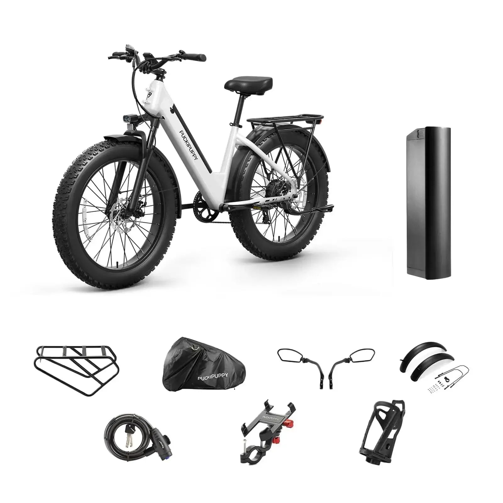 PUCKIPUPPY Samoyed Electric Bike 960W Peak 28MPH Commuter E-Bike All Terrain 26" Fat Tire Electric Bicycle with 2-Year Warranty by Beastly Survival Outlet