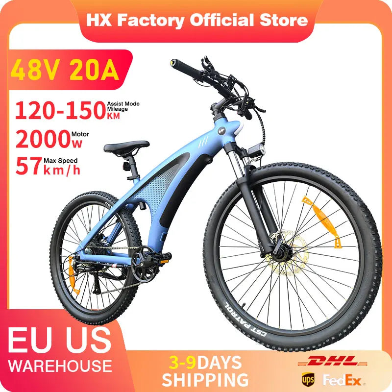 HX Q5 2000W Electric Mountain Ebike 27.5 Inch Off Road